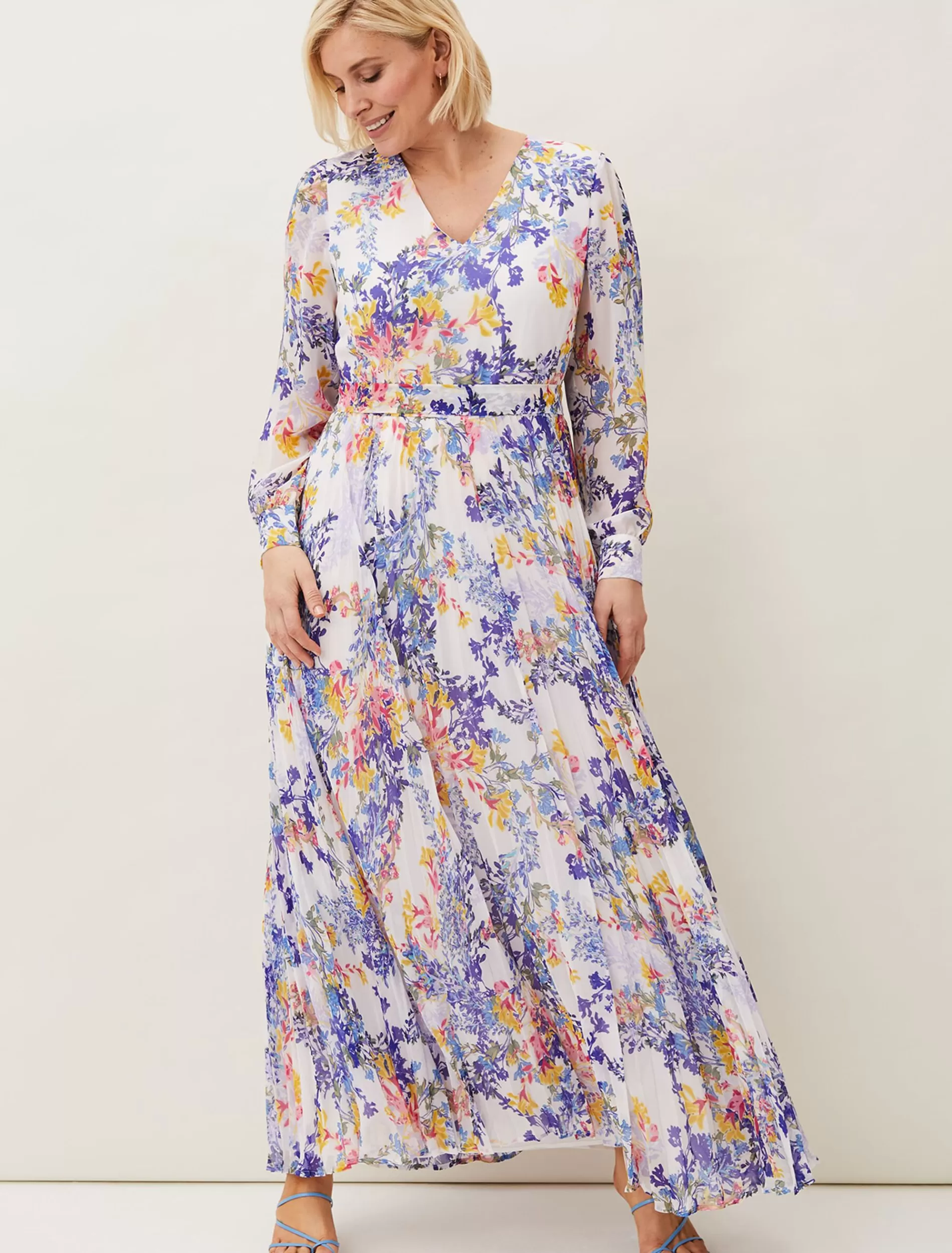 Phase Eight Daryl Pleated Maxi Dress Lavender/ Multi Fashion