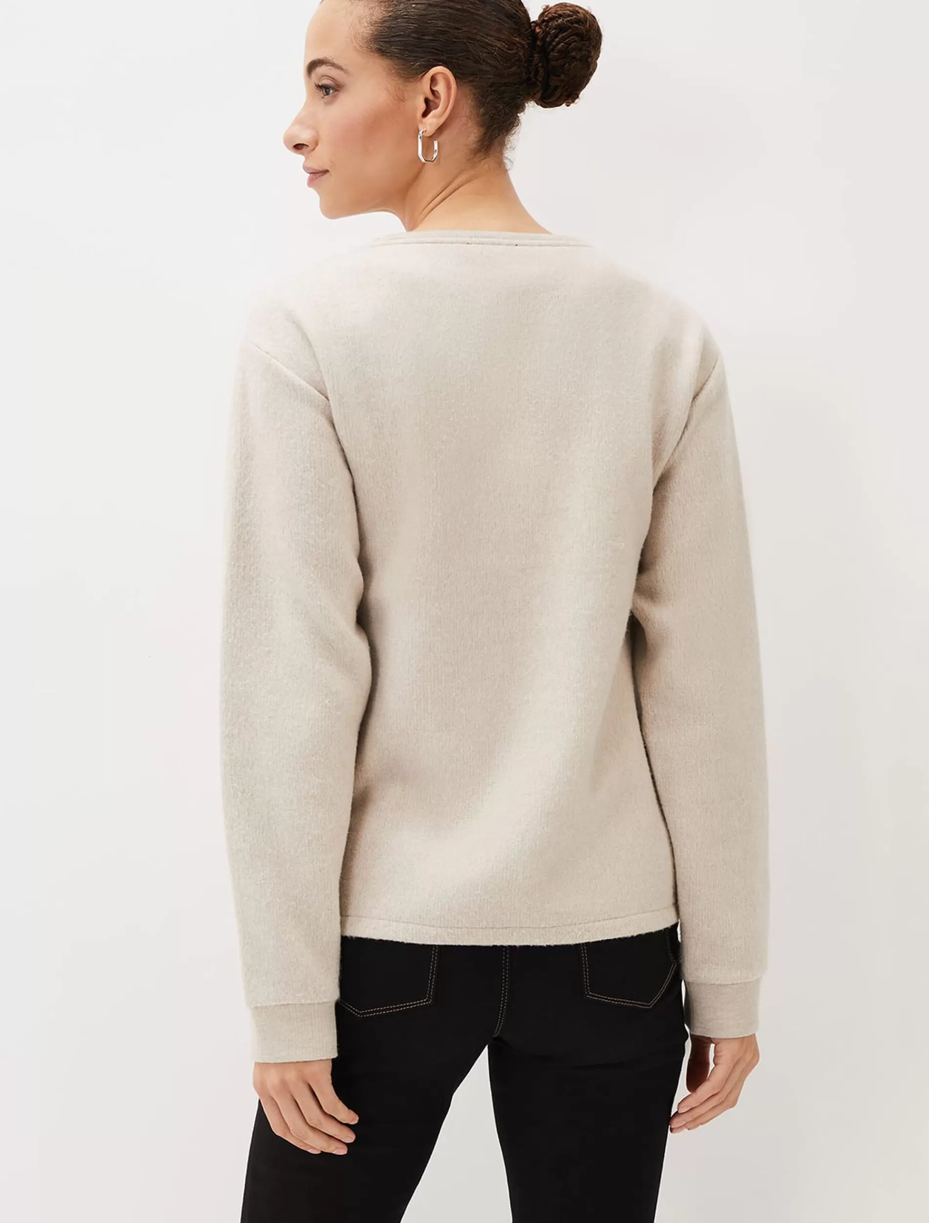 Phase Eight Dasha Button Detail Asymmetric Hem Top Oatmeal New