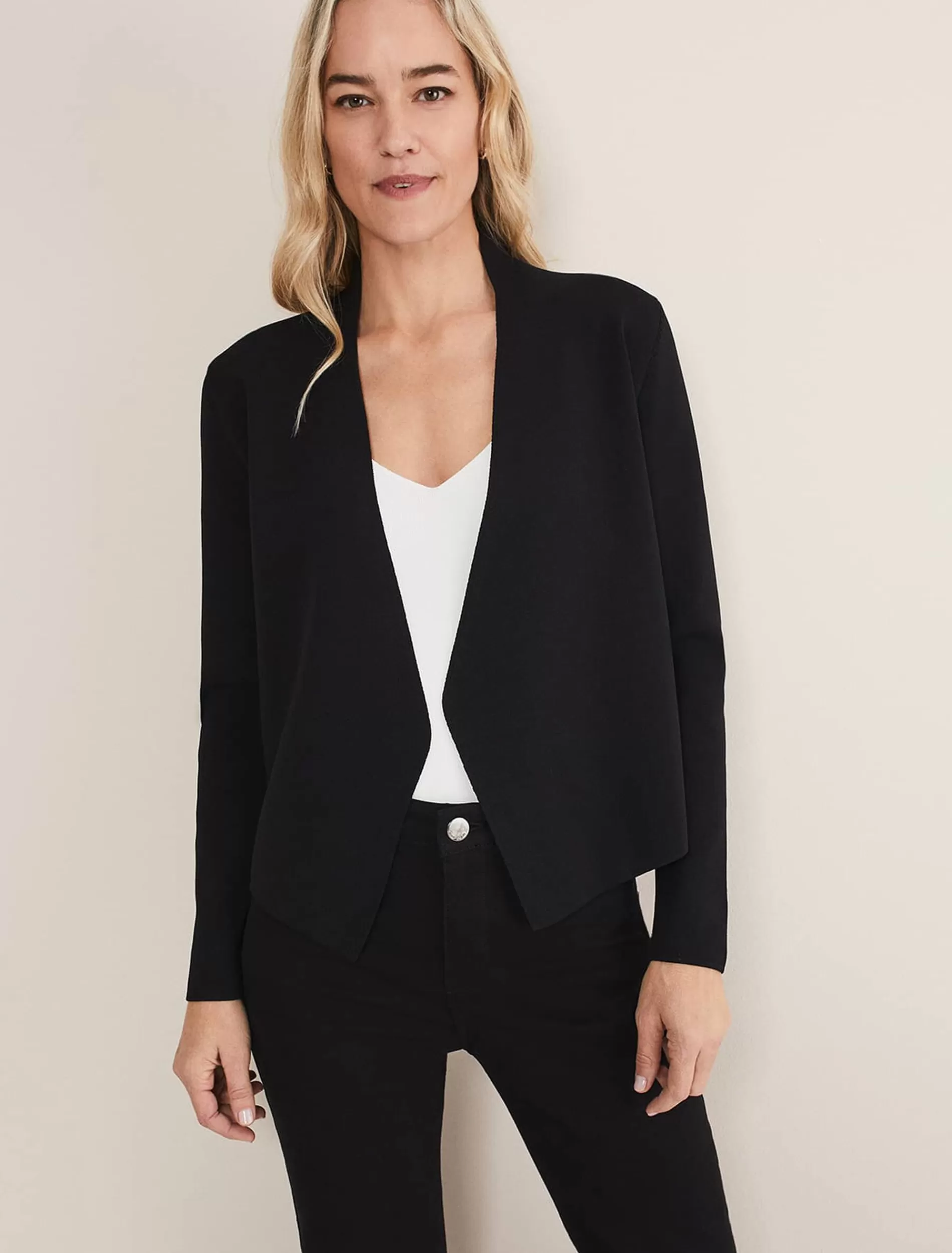 Phase Eight Delia Knitted Waterfall Jacket Black Clearance