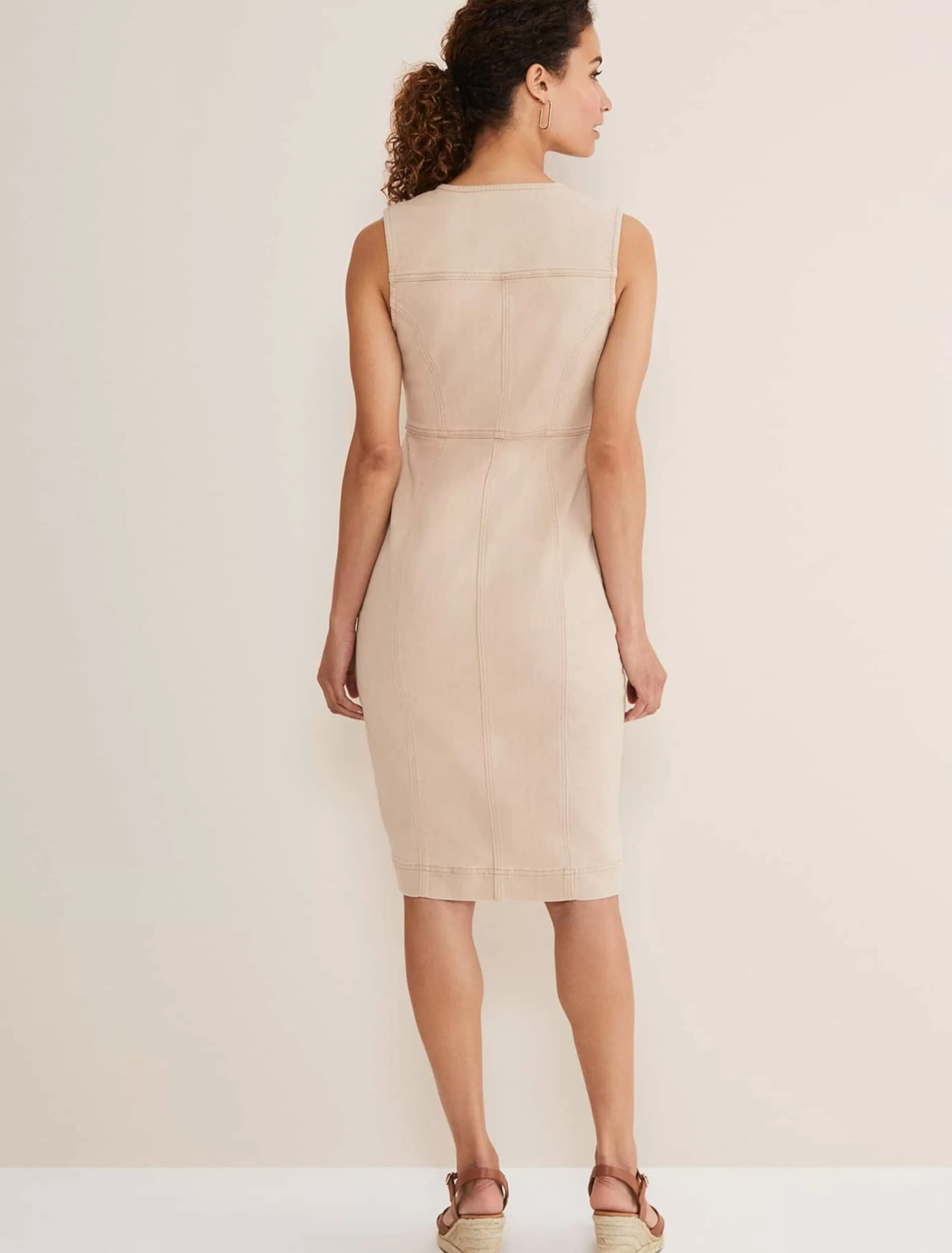 Phase Eight Denise Denim Bodycon Dress Ecru Clearance