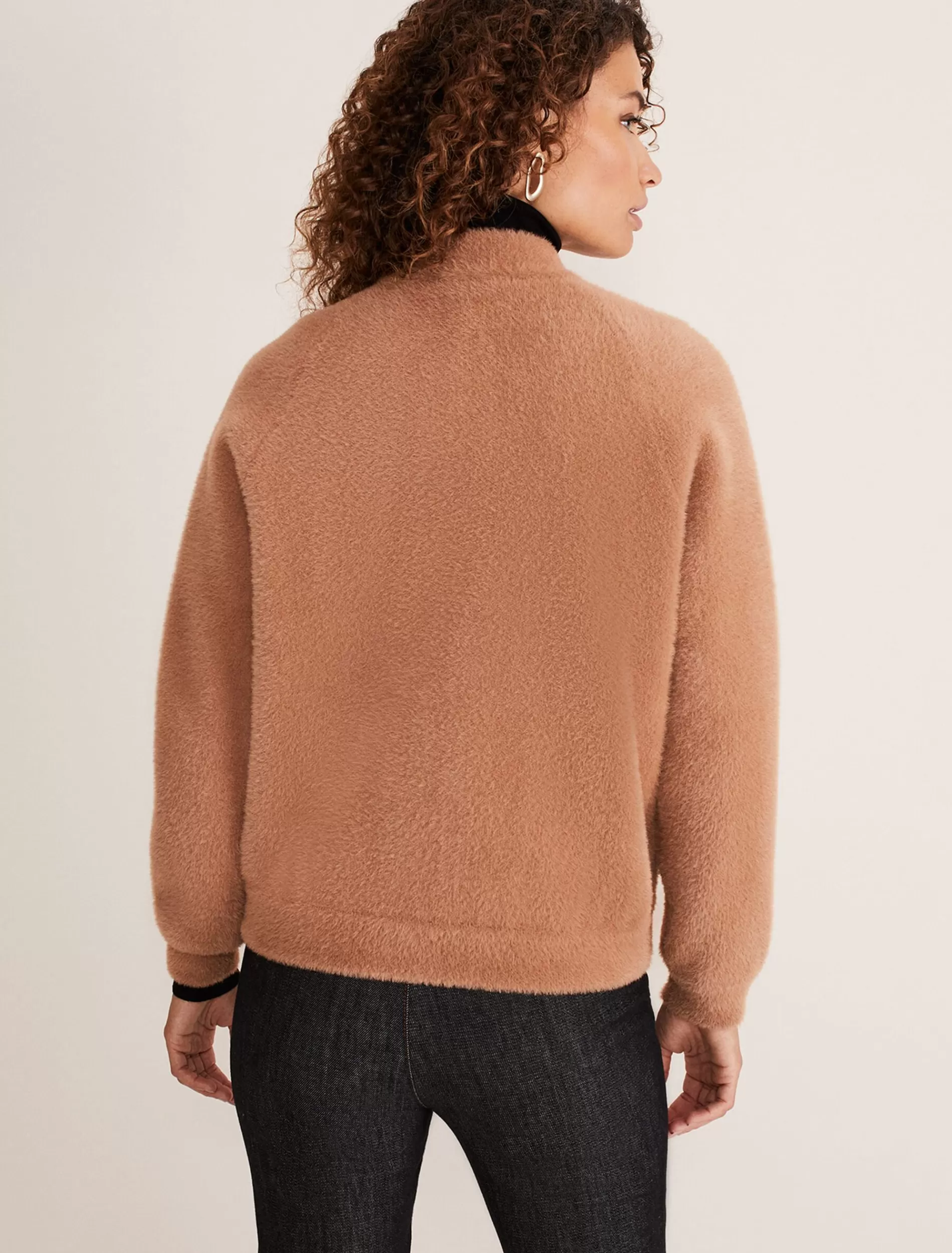 Phase Eight Dera Fluffy Bomber Jacket Camel New