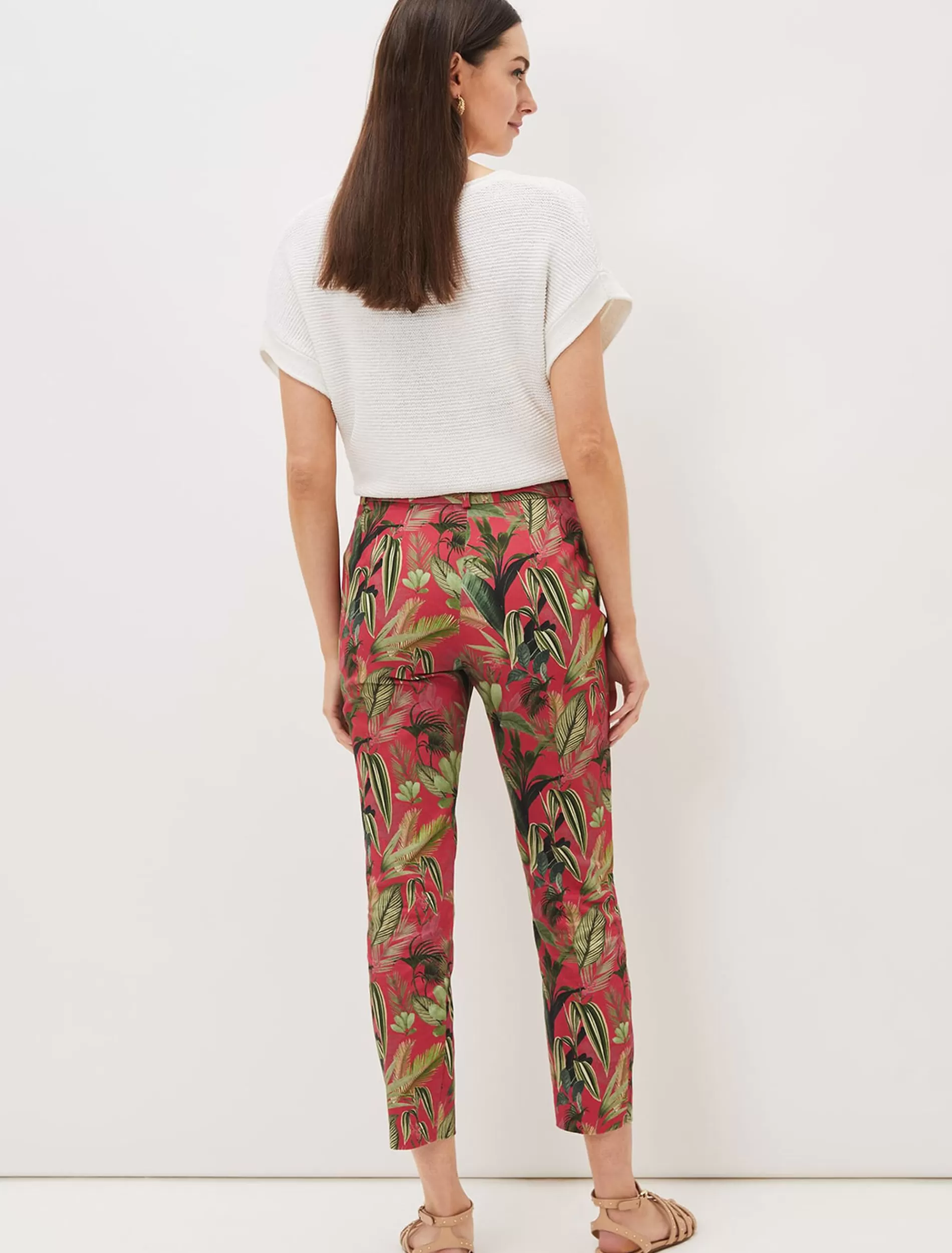 Phase Eight Desta Tropical Print Trouser Hot Pink Clearance