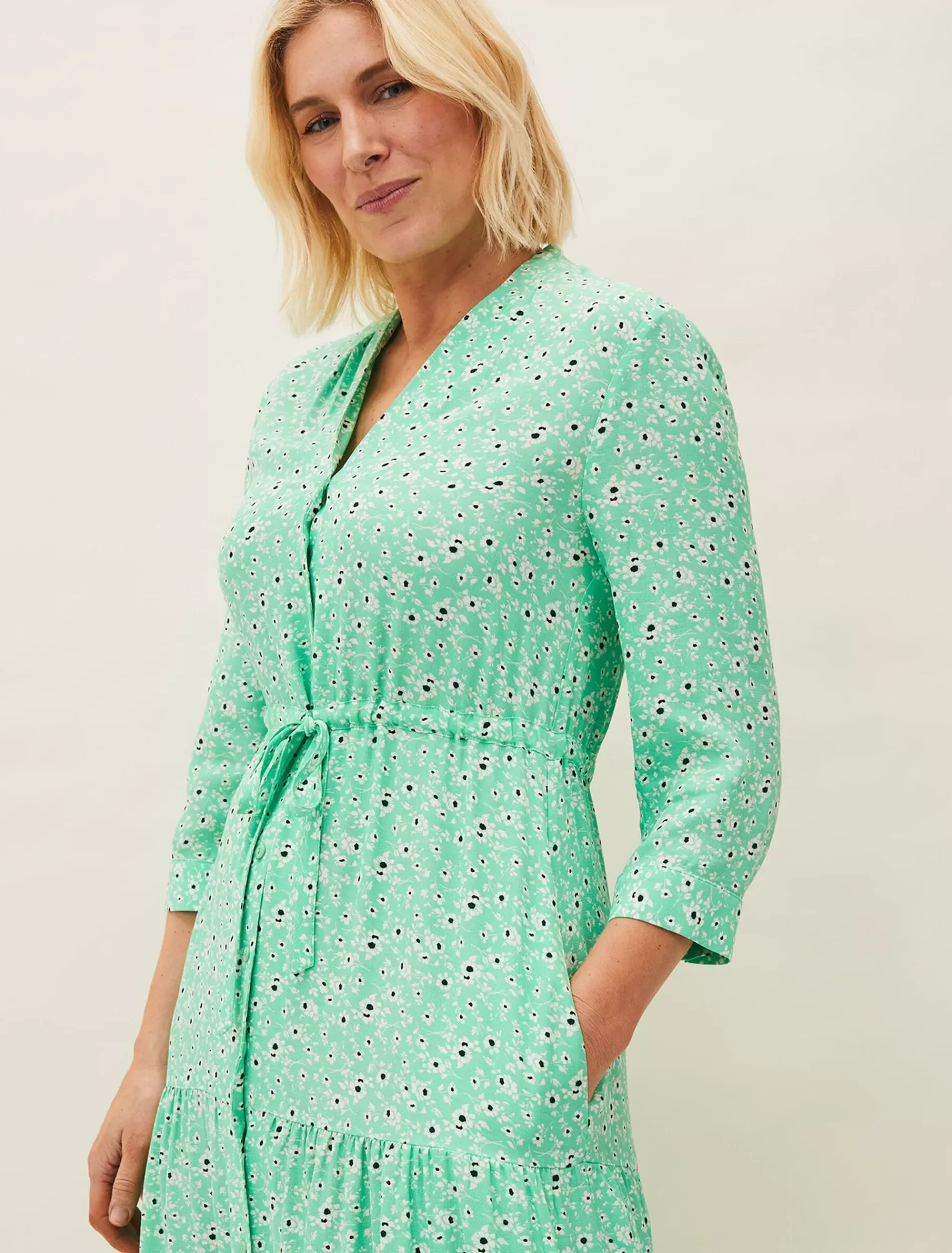 Phase Eight Diana Floral Midi Dress Green Sale