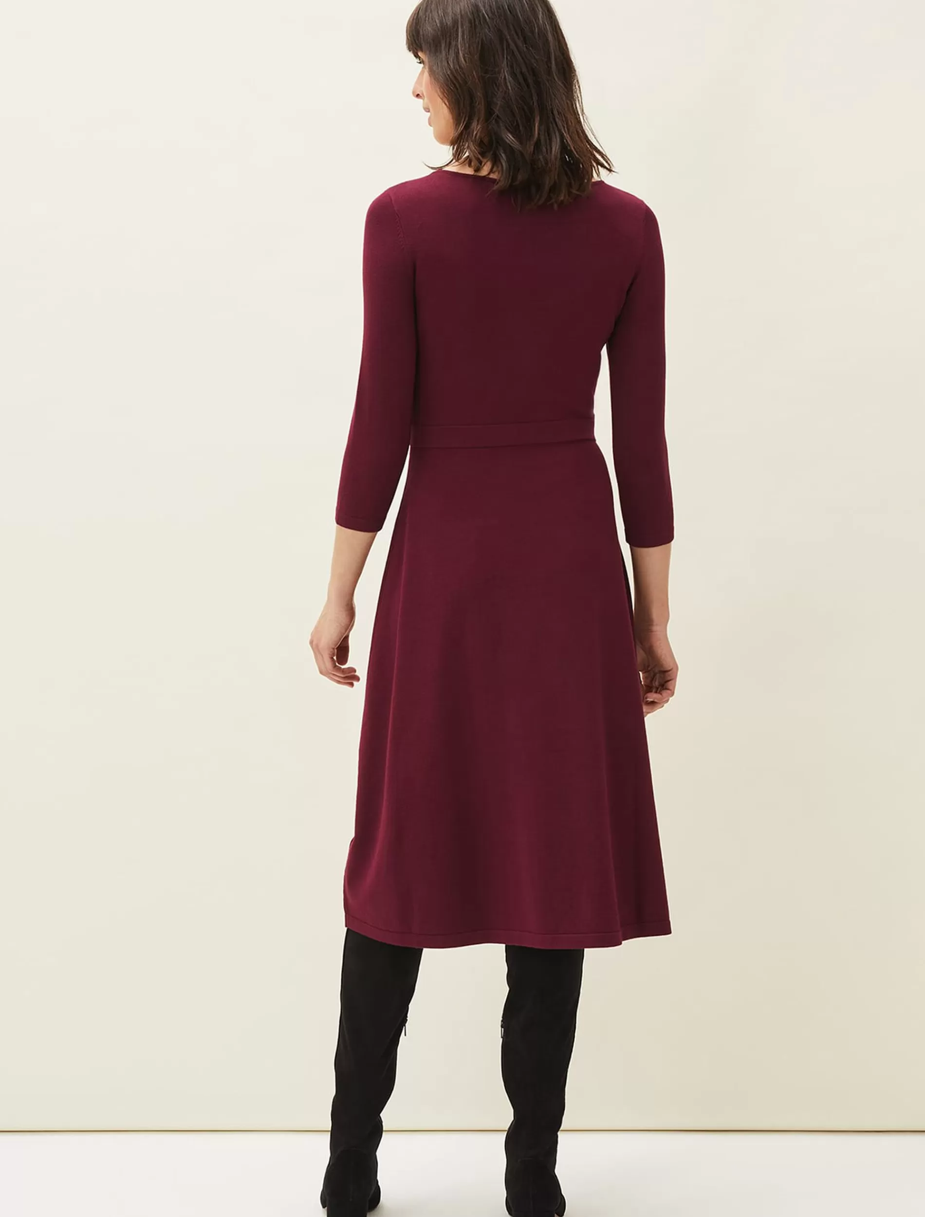 Phase Eight Dionne Tie Waist Dress Wine Cheap