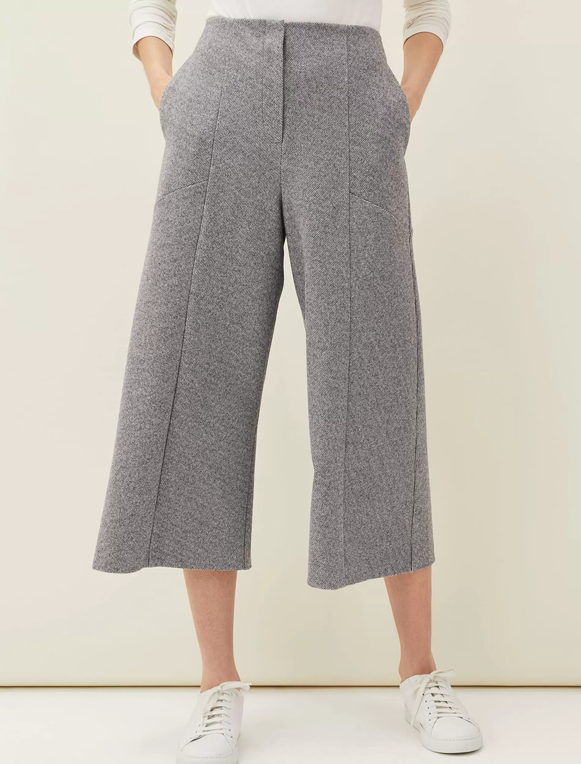 Phase Eight Diza Herringbone Culottes Grey Hot