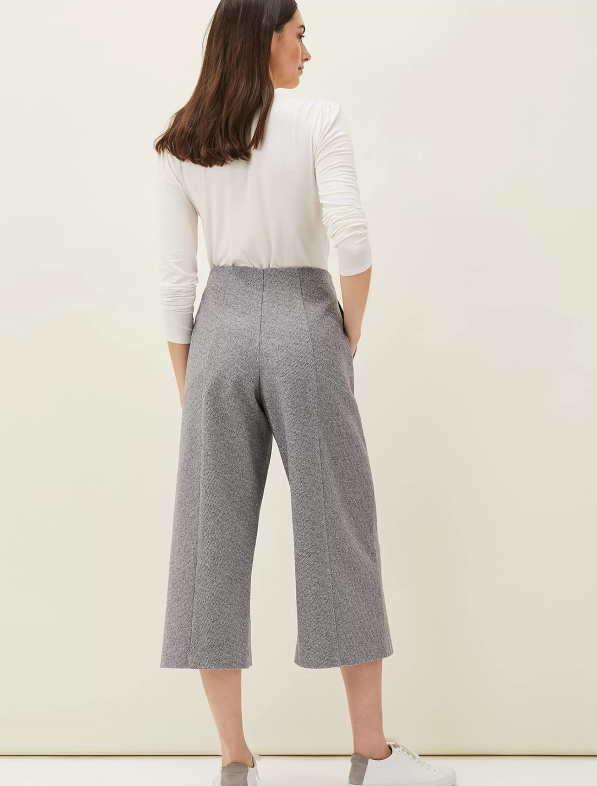 Phase Eight Diza Herringbone Culottes Grey Hot