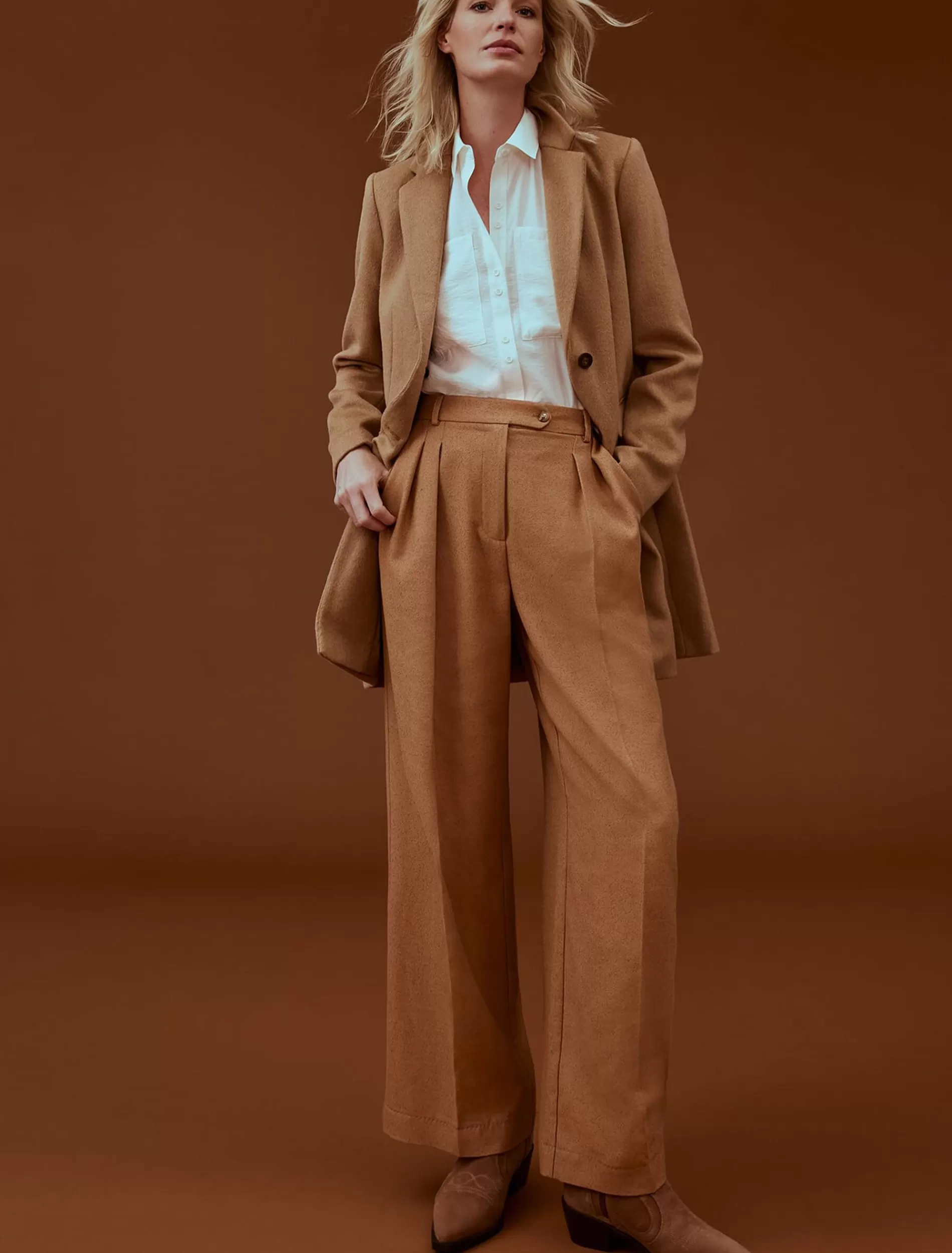 Phase Eight Dola Wide Leg Boucle Trouser Camel Sale
