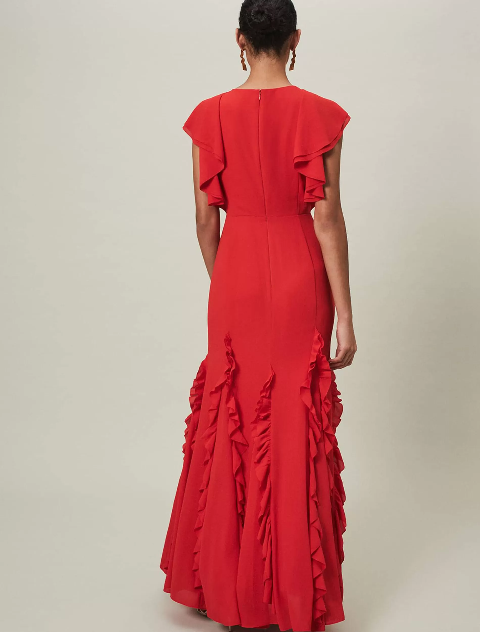 Phase Eight Donatella Ruffle Maxi Dress Scarlet Cheap