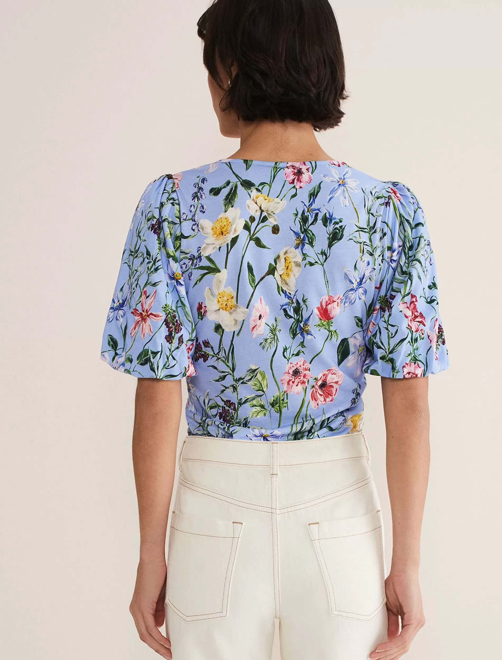 Phase Eight Donda Floral Ruched Top Blue/Multi Cheap