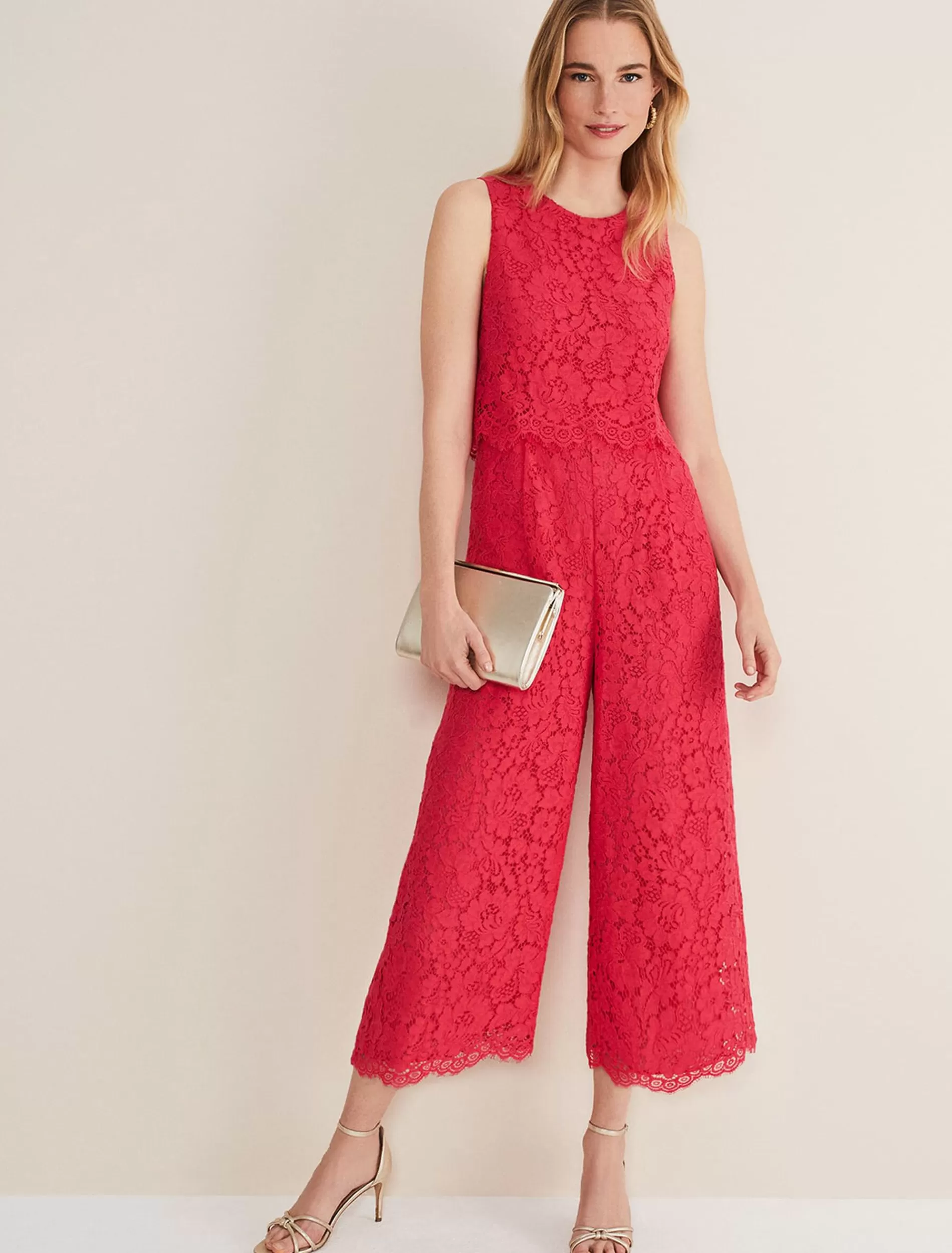 Phase Eight Dora Lace Jumpsuit Raspberry Store