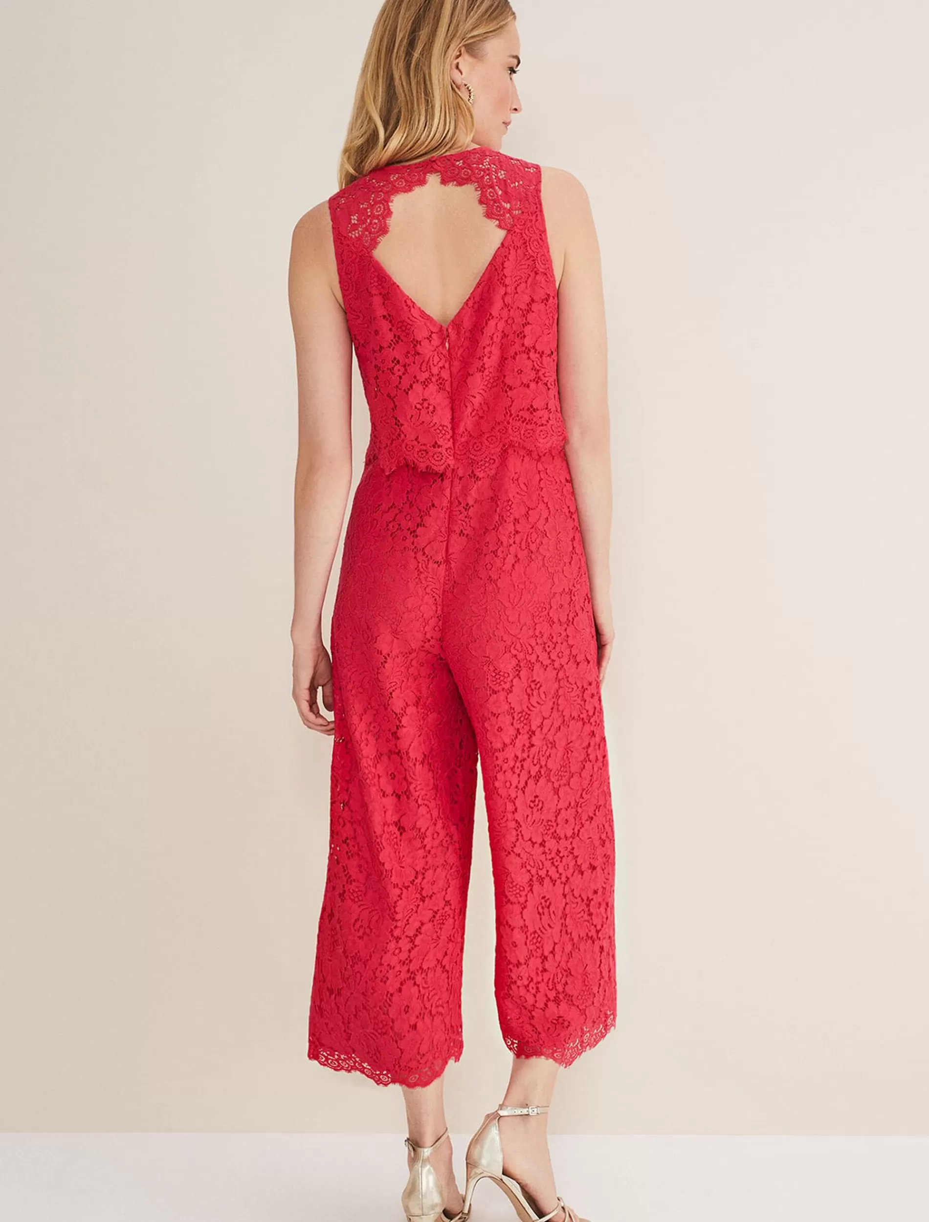 Phase Eight Dora Lace Jumpsuit Raspberry Store