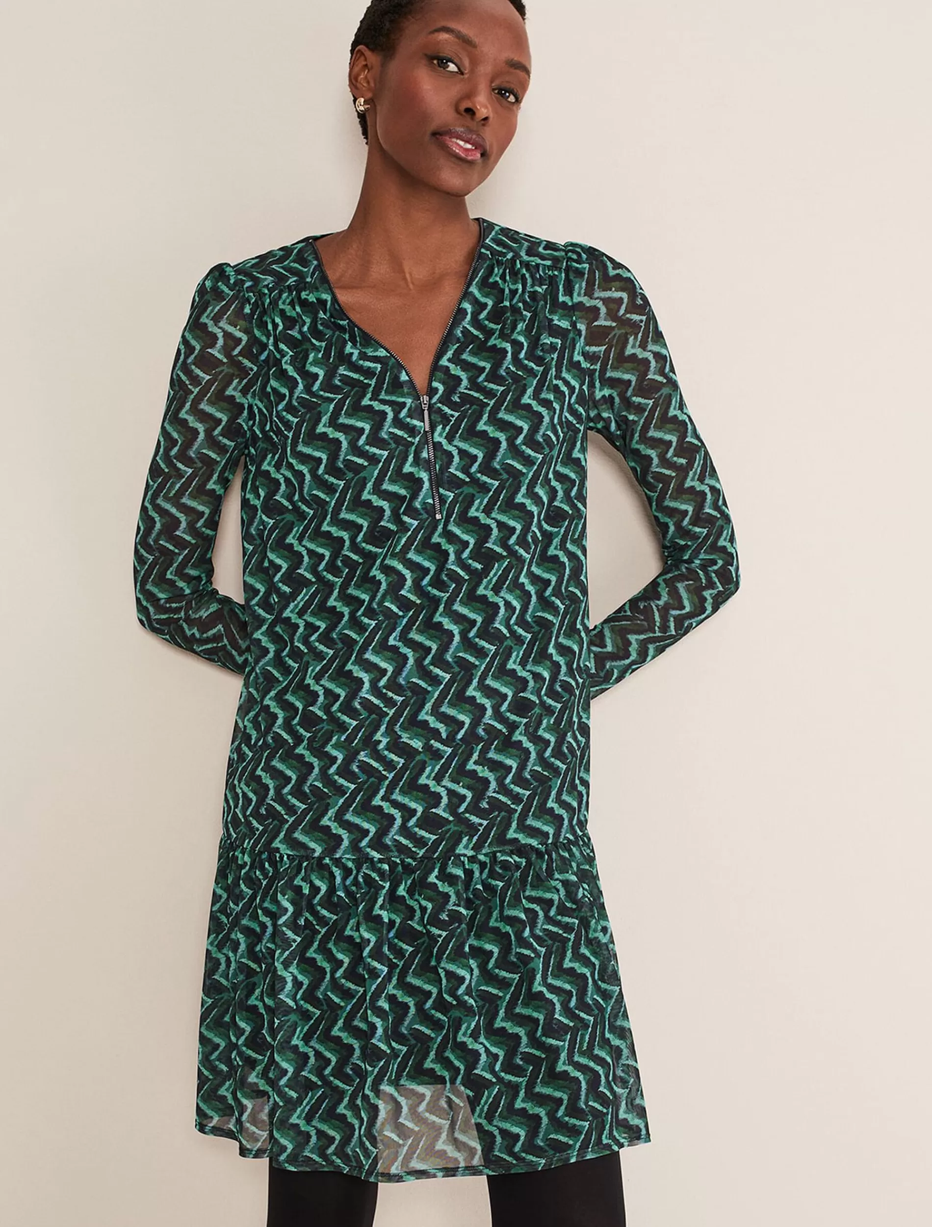 Phase Eight Dorathy Swing Mini Dress Blue/Green Flash Sale