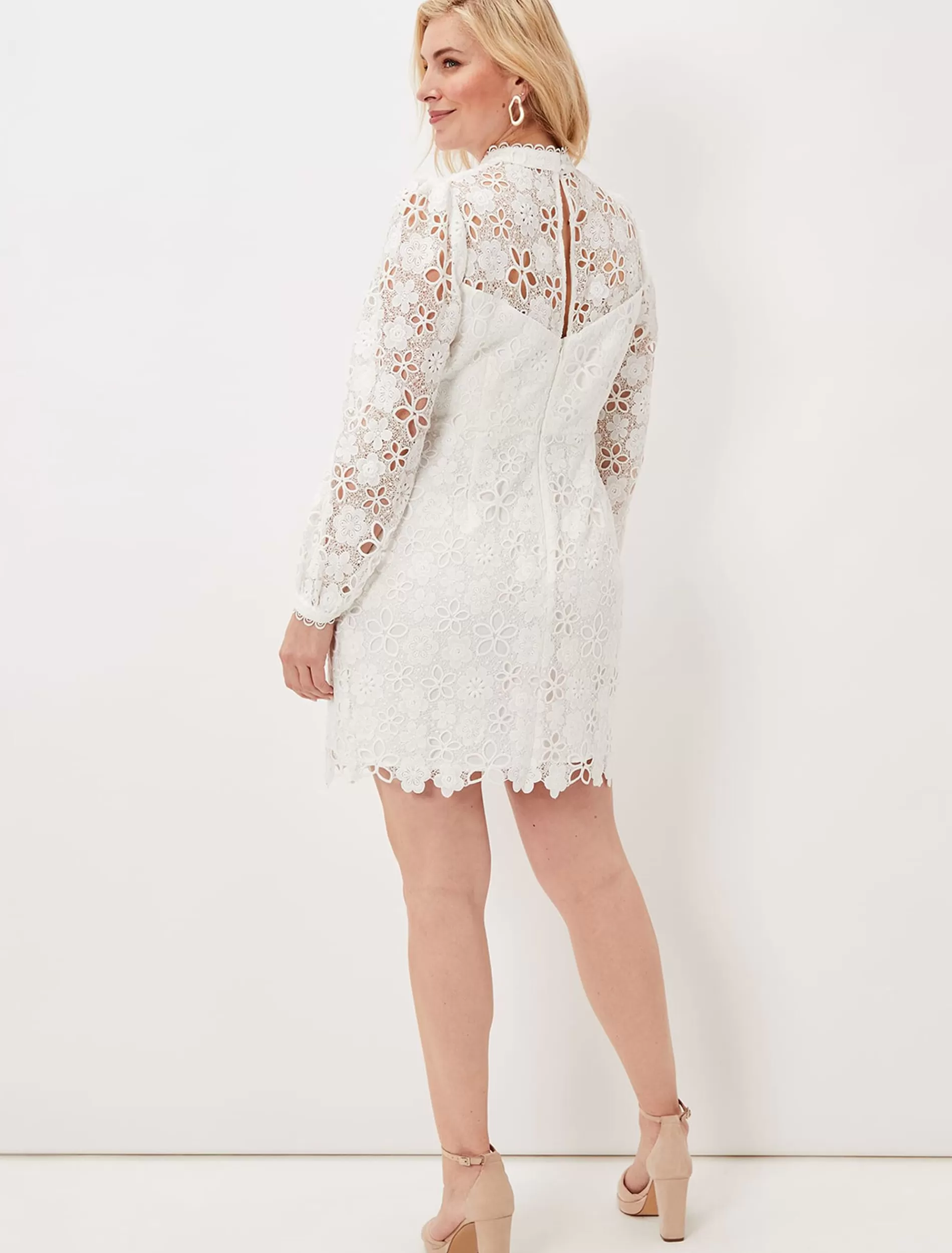 Phase Eight Doris Guipure Lace Highneck Dress Ivory Online