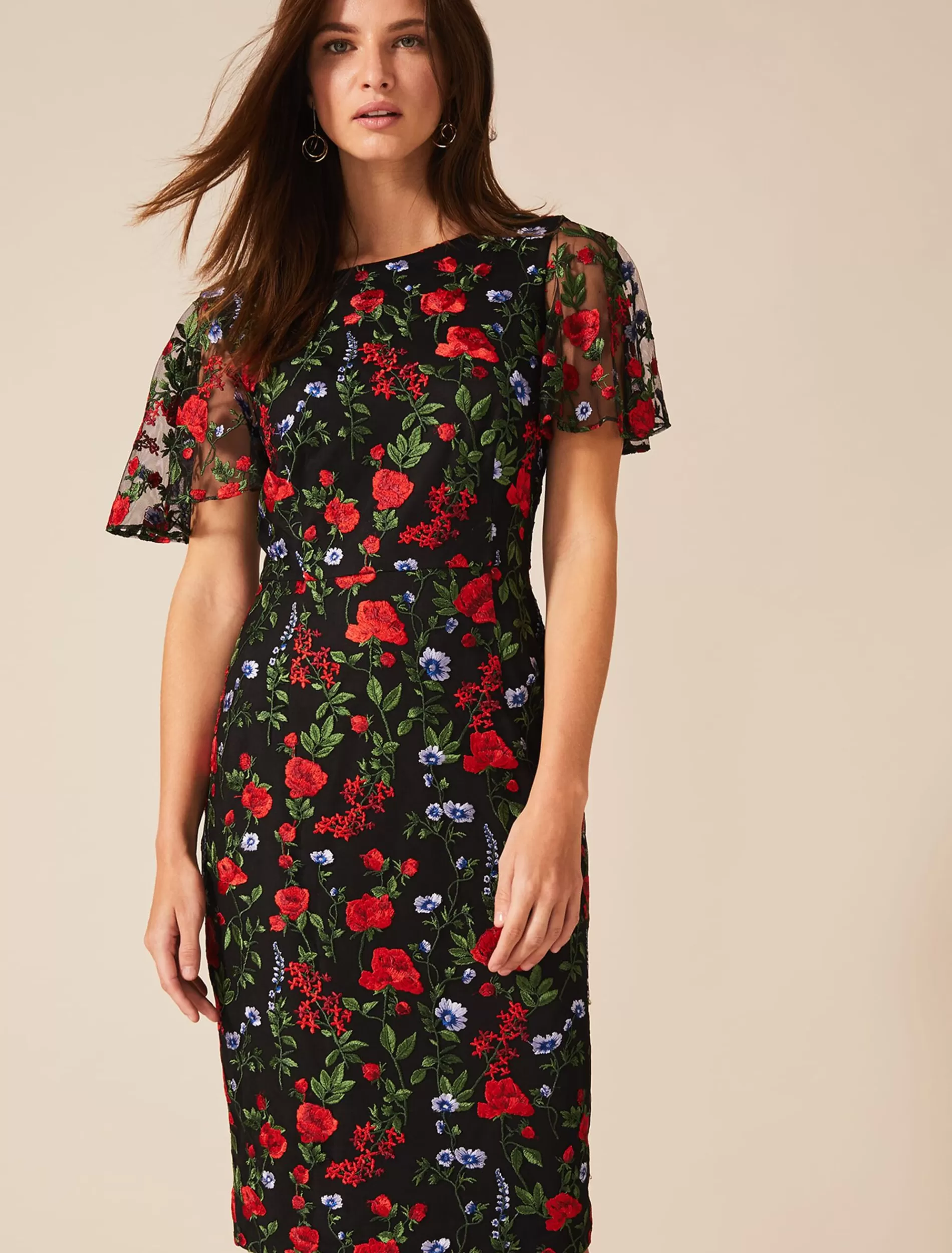Phase Eight Dorothea Embroidered Dress Black/Multi Hot