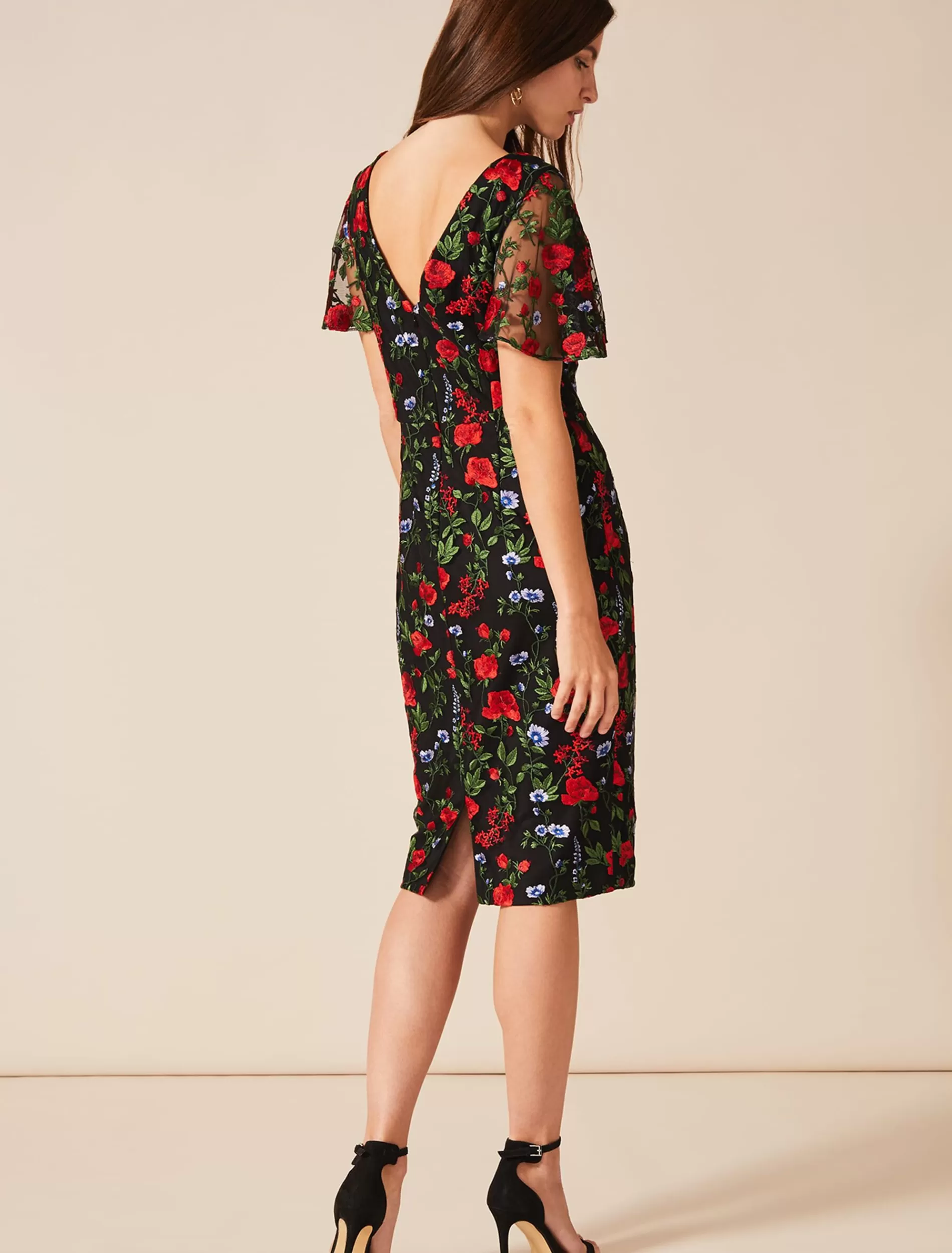 Phase Eight Dorothea Embroidered Dress Black/Multi Hot