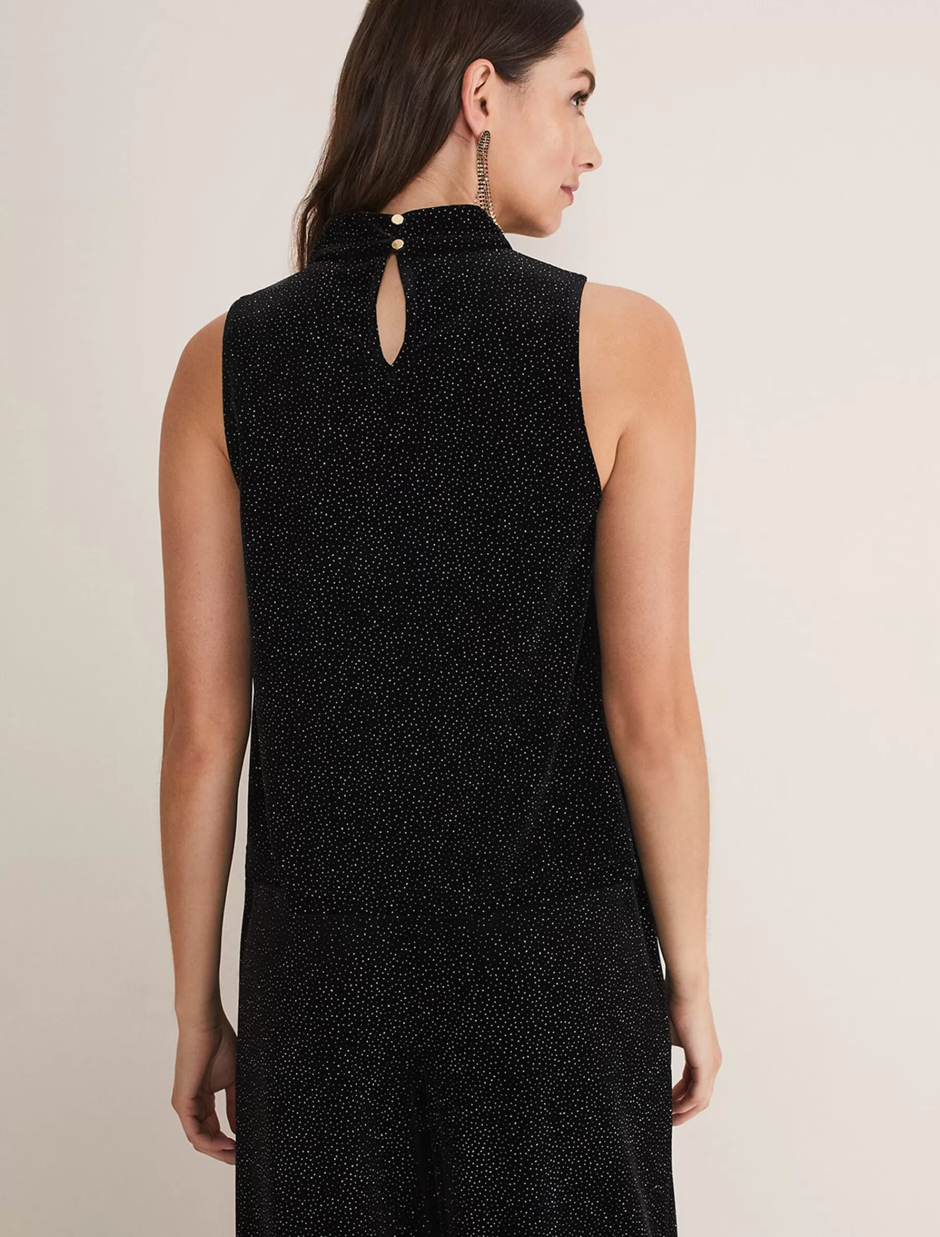 Phase Eight Dove Glitter Velvet Top Black/Multi Sale