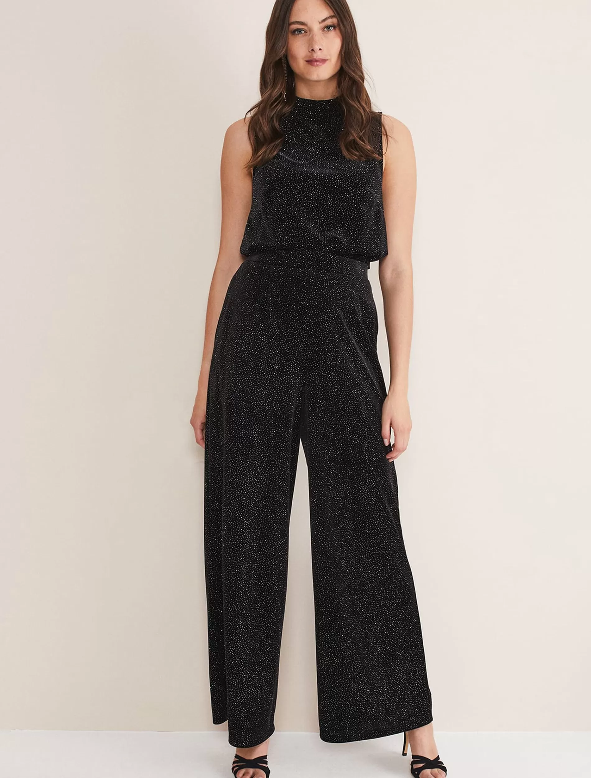 Phase Eight Dove Glitter Velvet Trouser Black/Multi Hot
