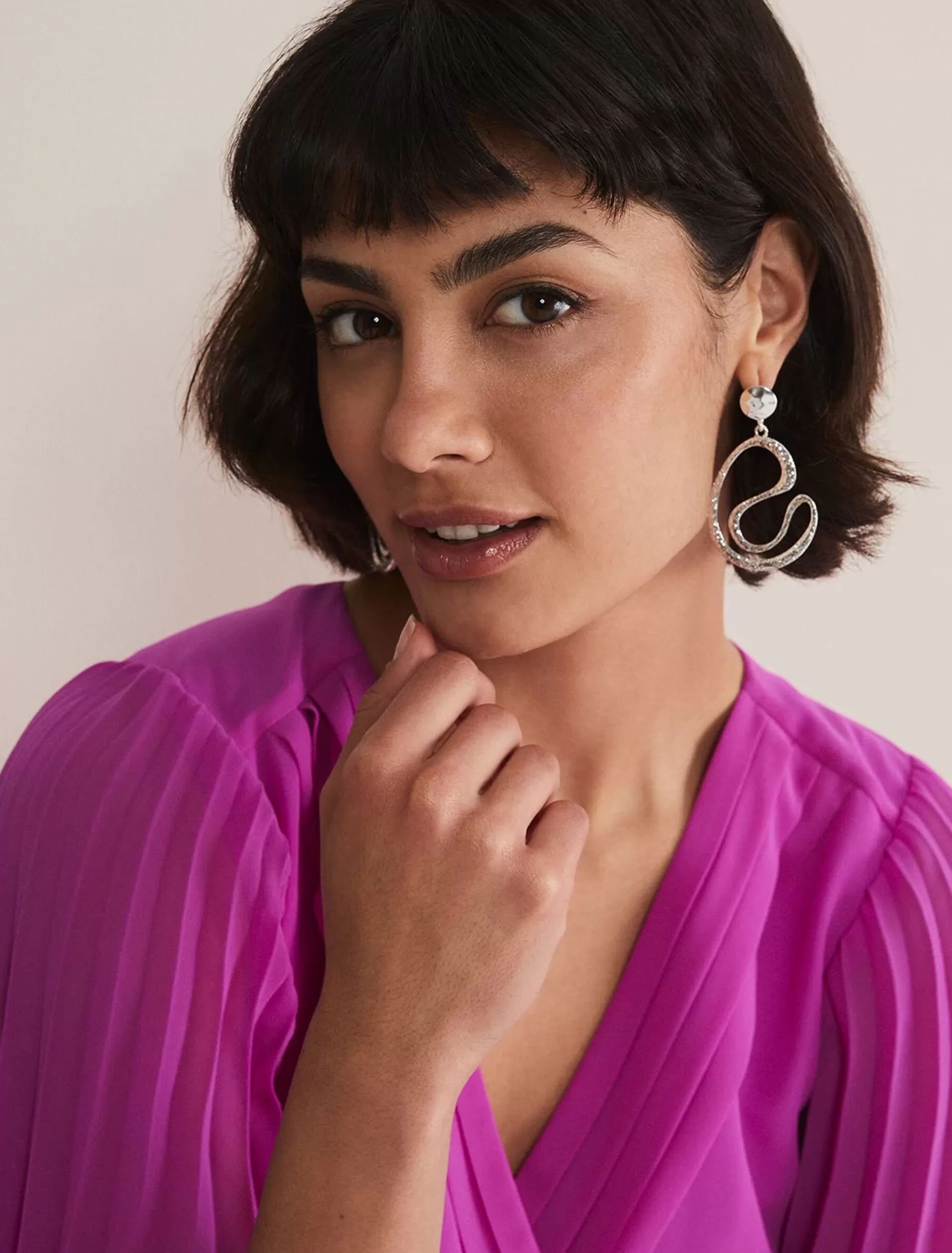 Phase Eight Drop Earrings Silver New