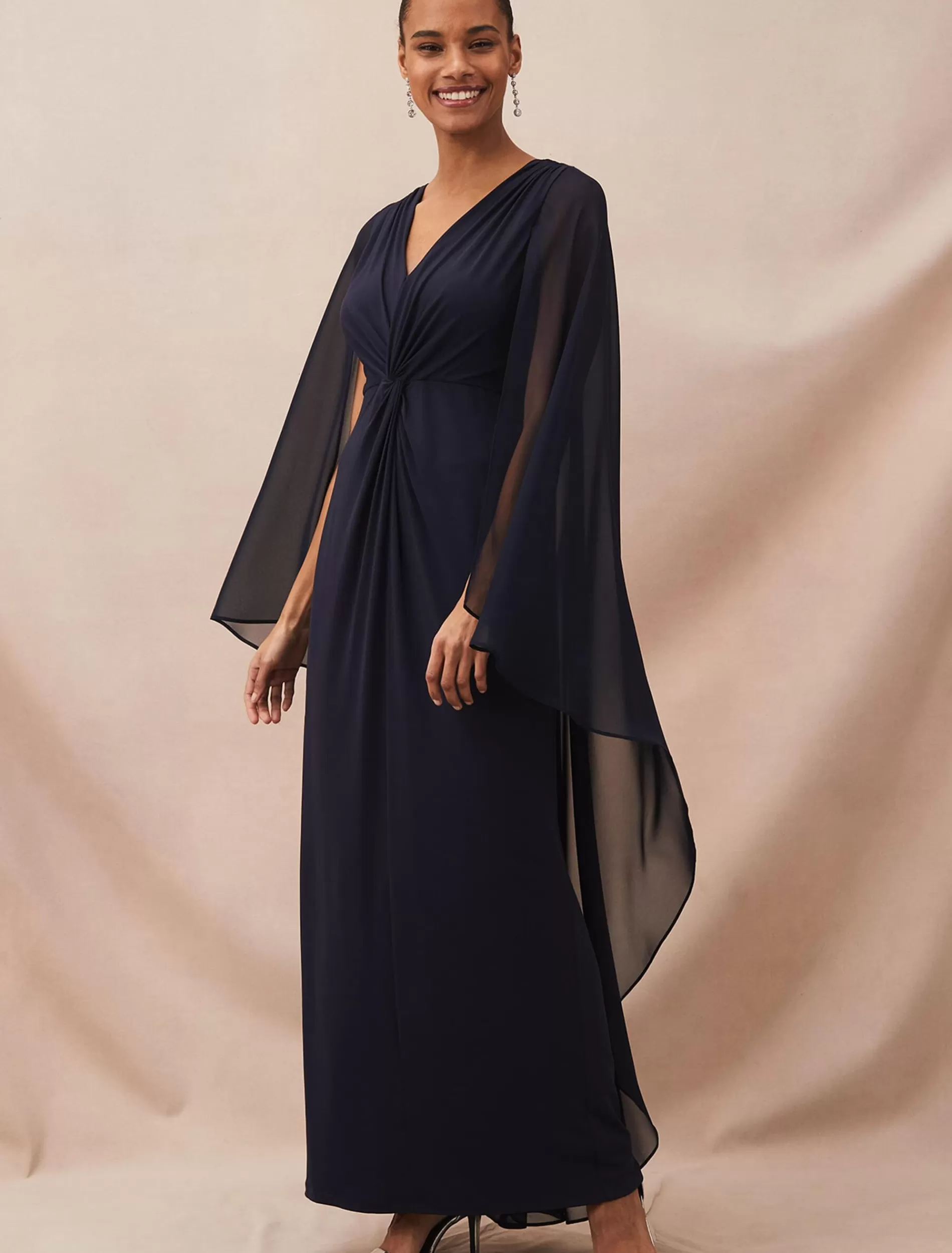 Phase Eight Edna Cape Maxi Dress Navy New