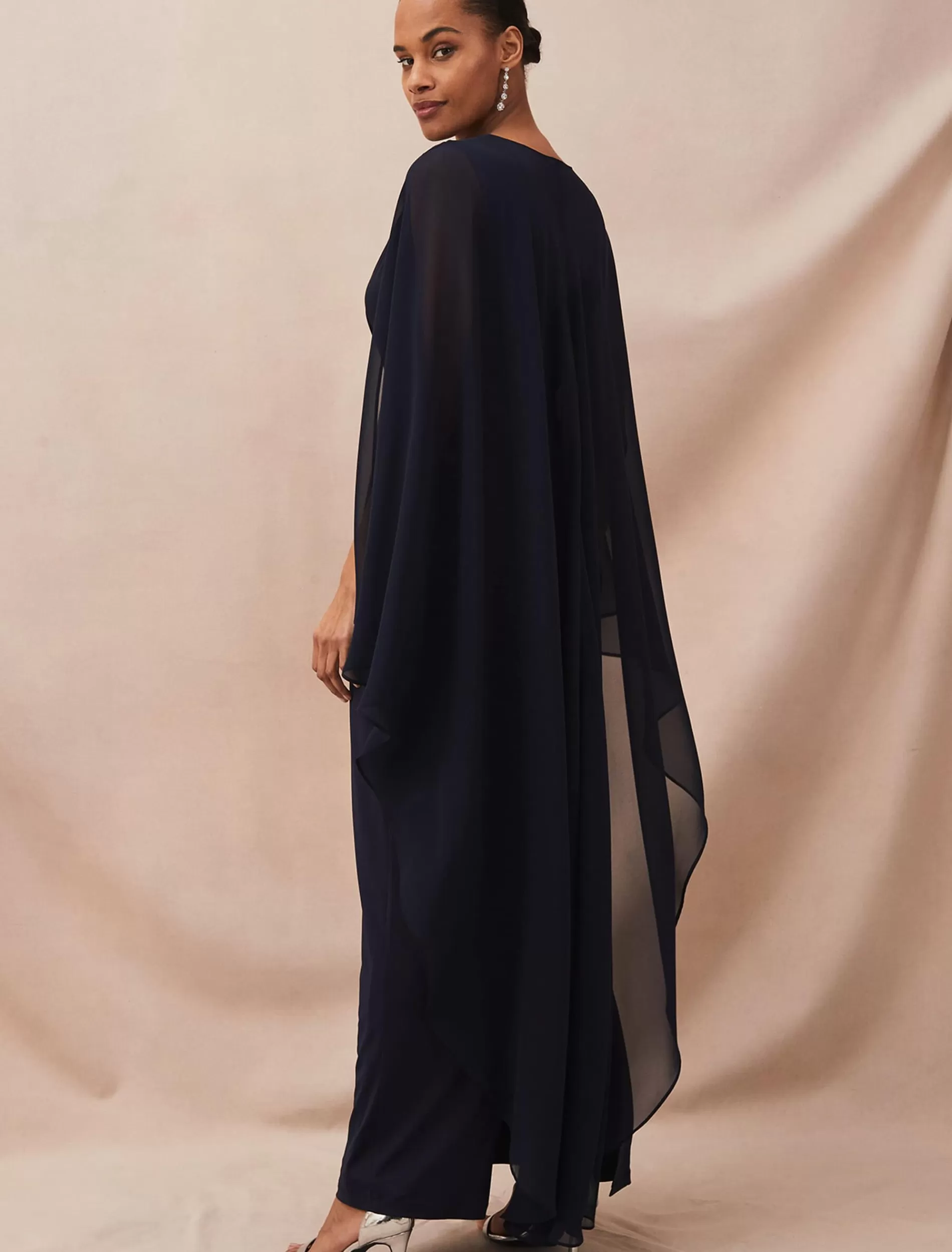 Phase Eight Edna Cape Maxi Dress Navy New