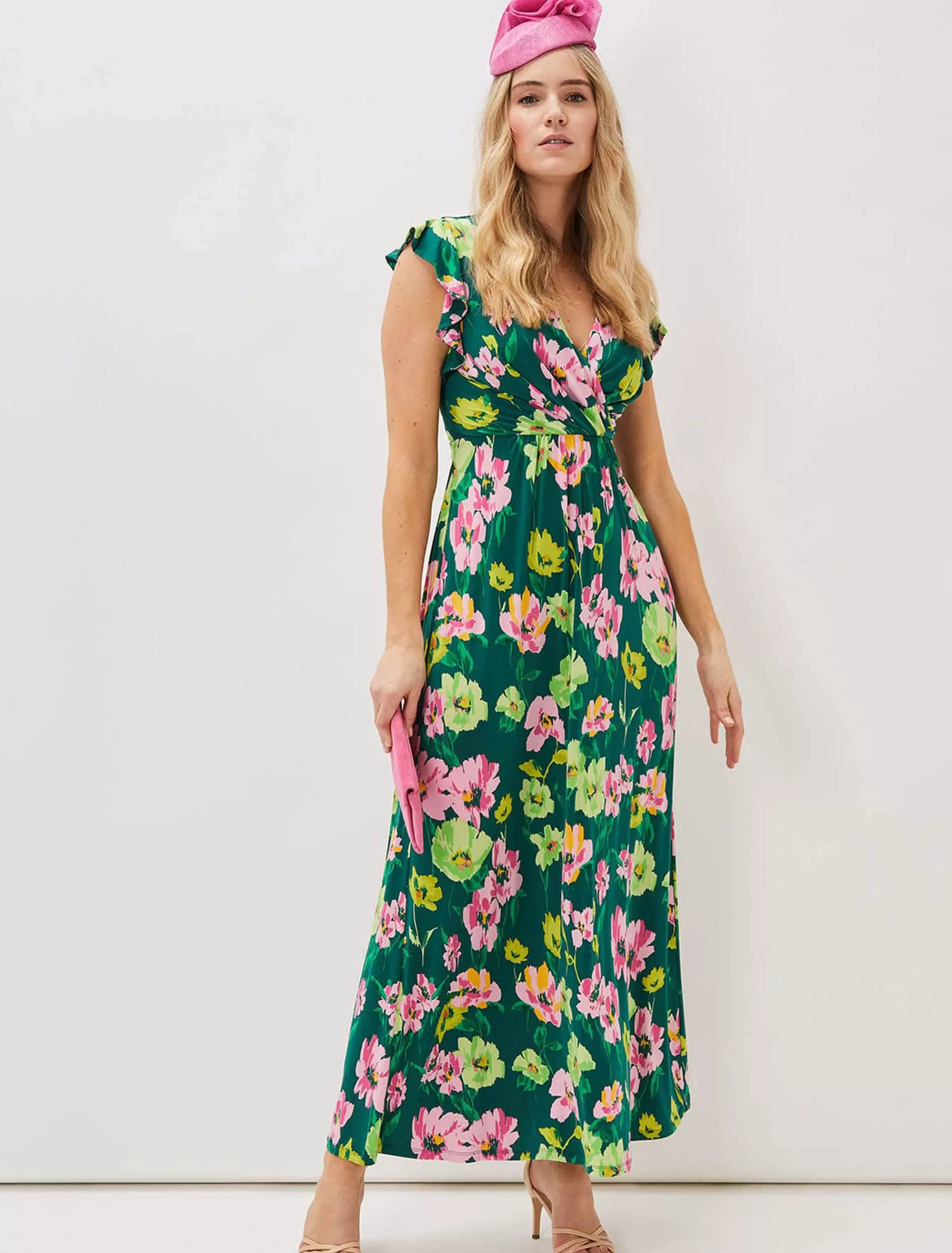 Phase Eight Effie Floral Jersey Maxi Dress Teal/Multi Fashion