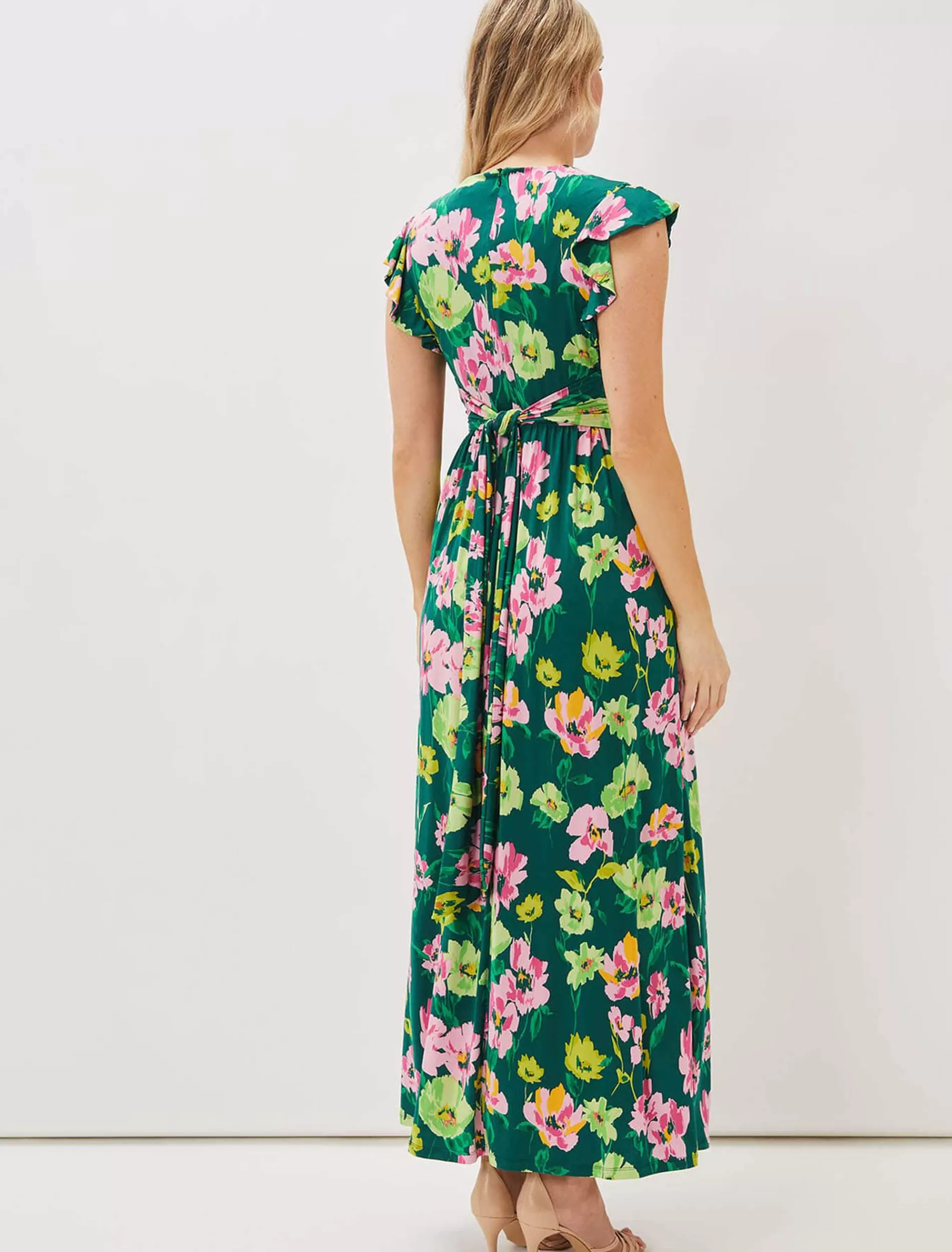 Phase Eight Effie Floral Jersey Maxi Dress Teal/Multi Fashion