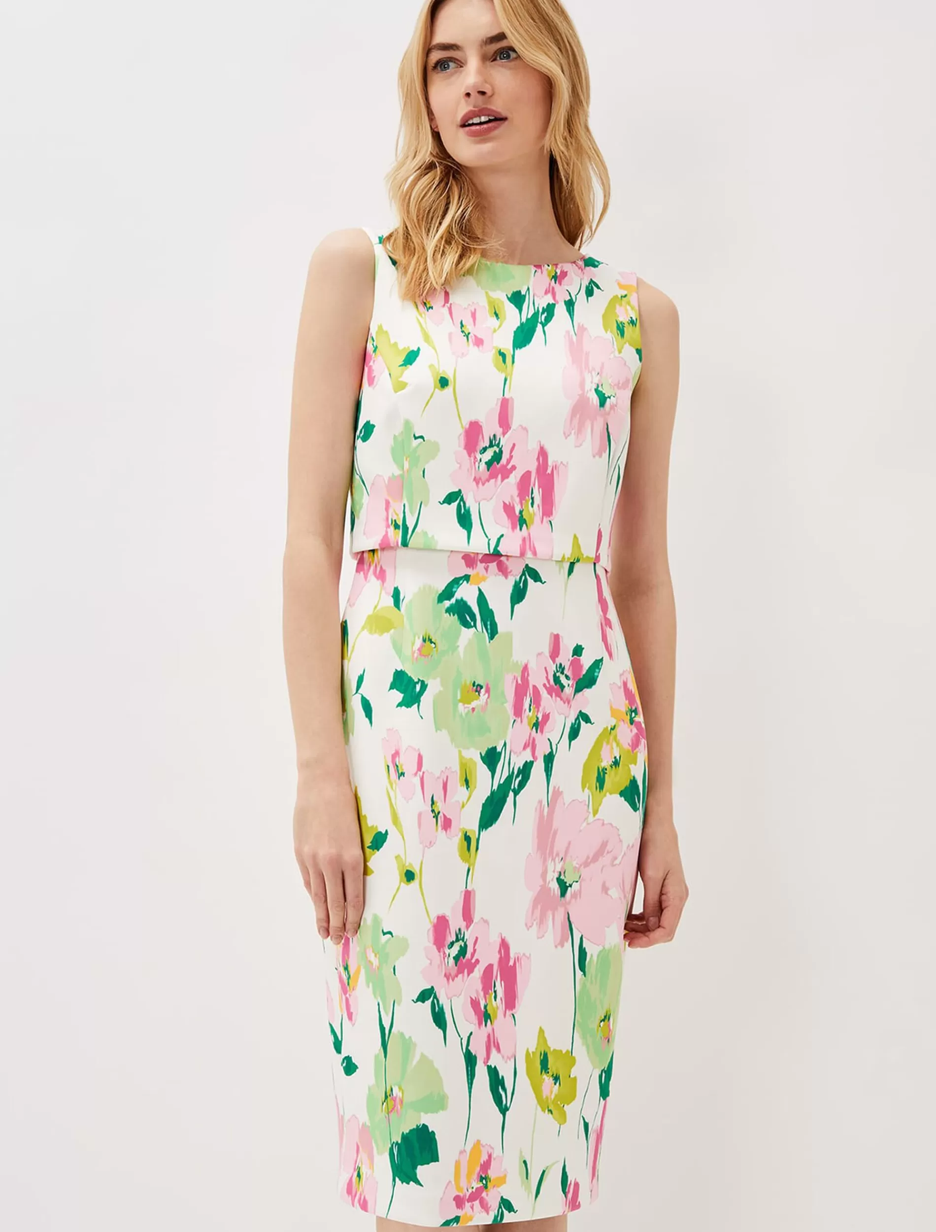 Phase Eight Effie Floral Scuba Dress Ivory Discount