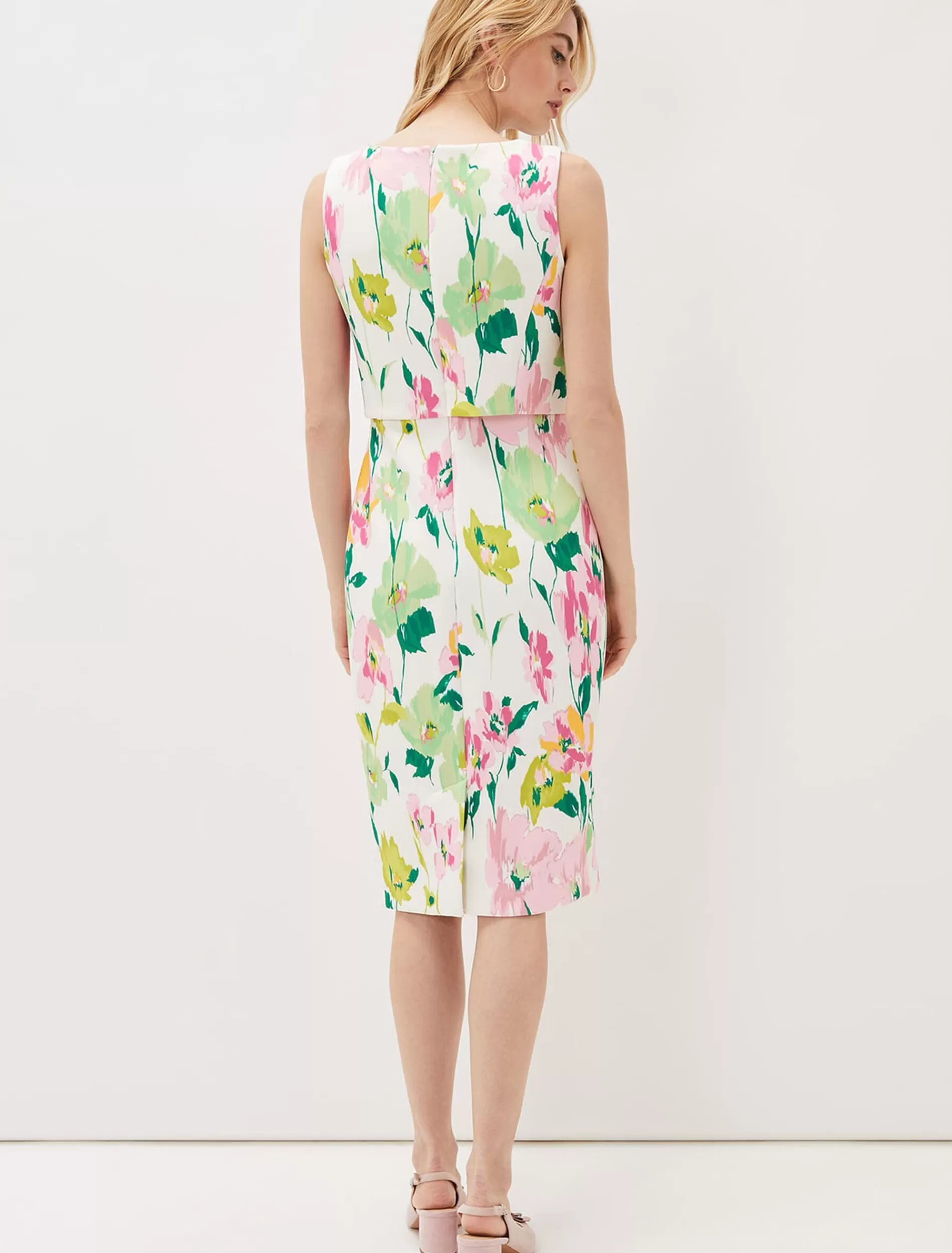 Phase Eight Effie Floral Scuba Dress Ivory Discount