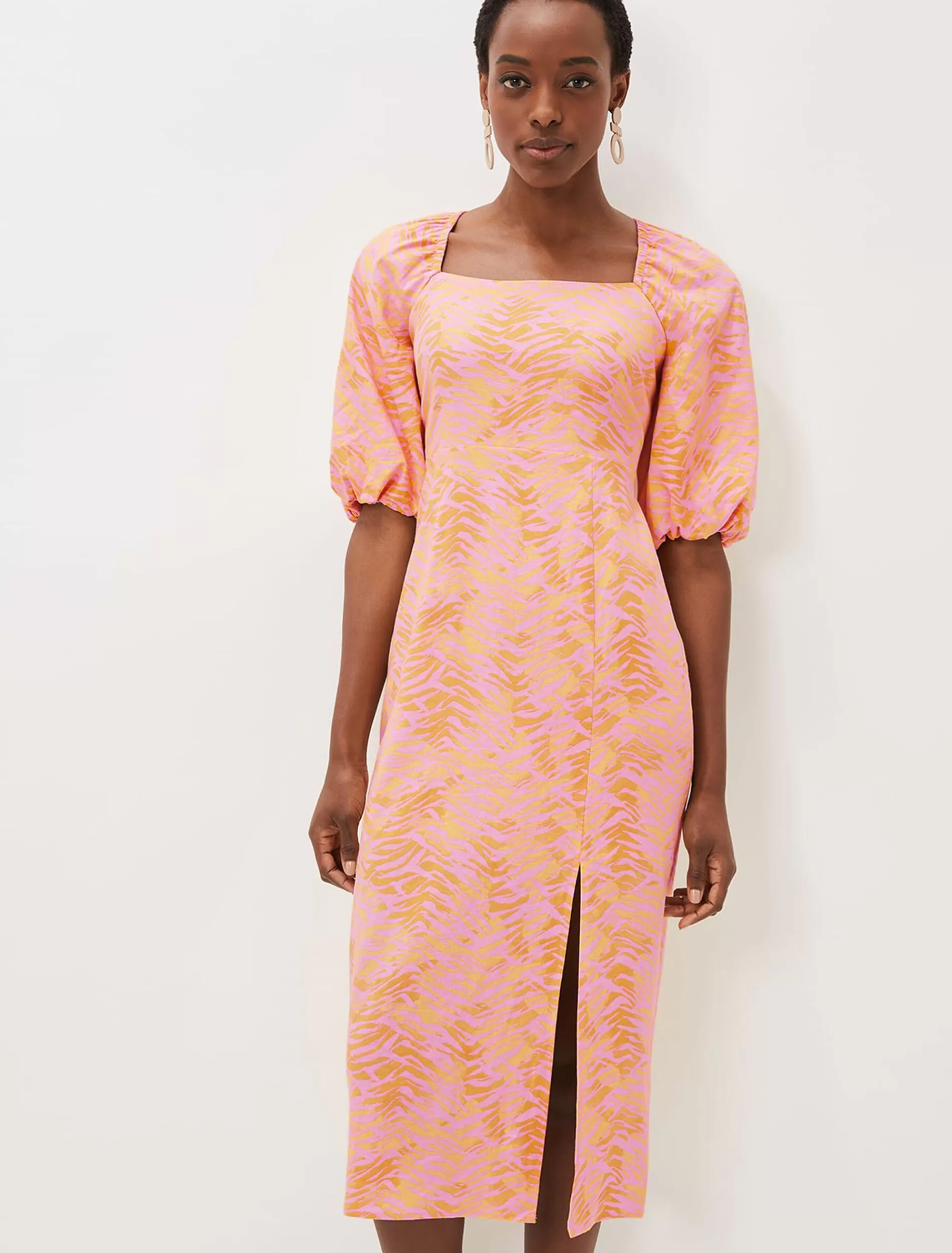 Phase Eight Effie Zebra Puff Sleeve Dress Multi-Coloured Sale