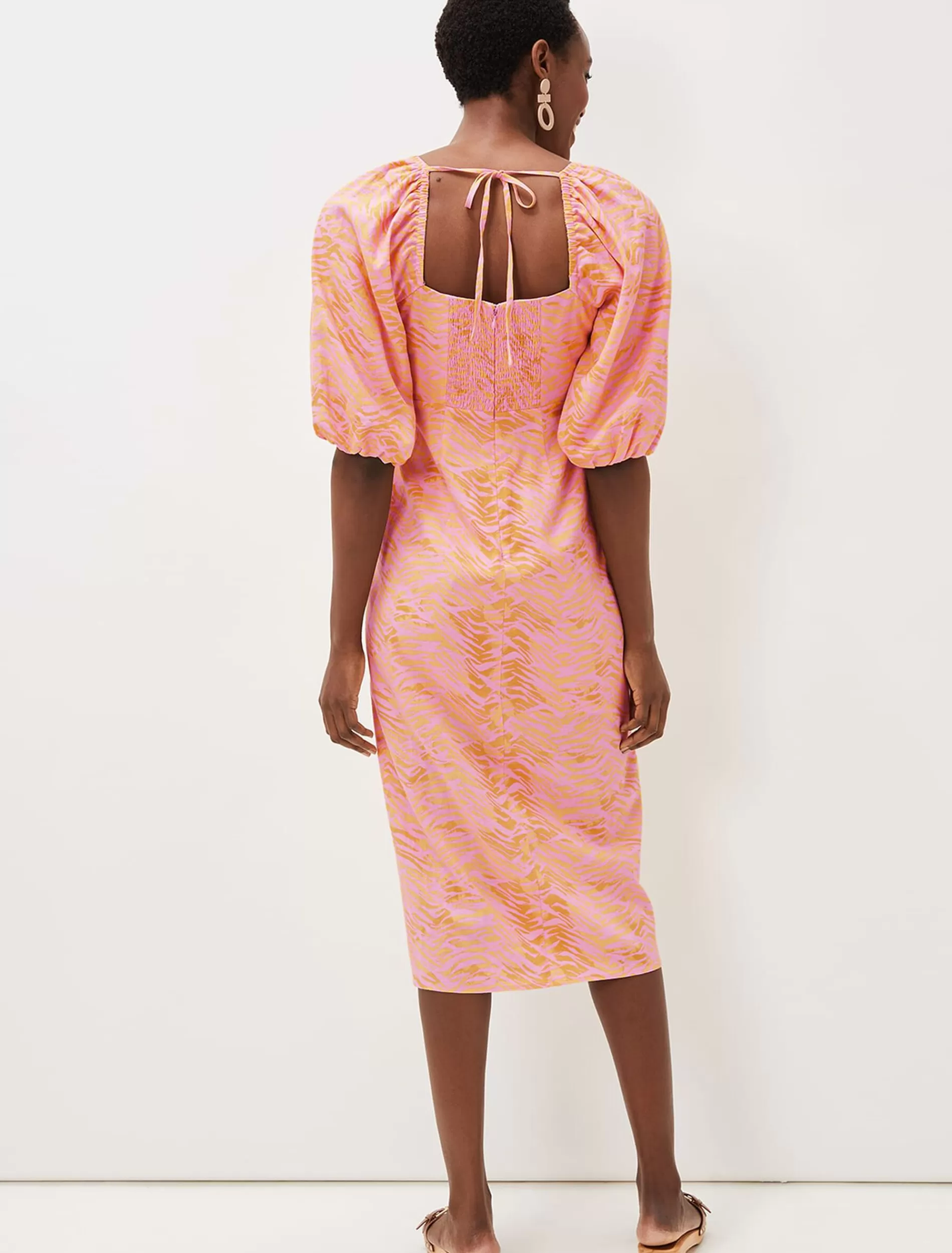 Phase Eight Effie Zebra Puff Sleeve Dress Multi-Coloured Sale