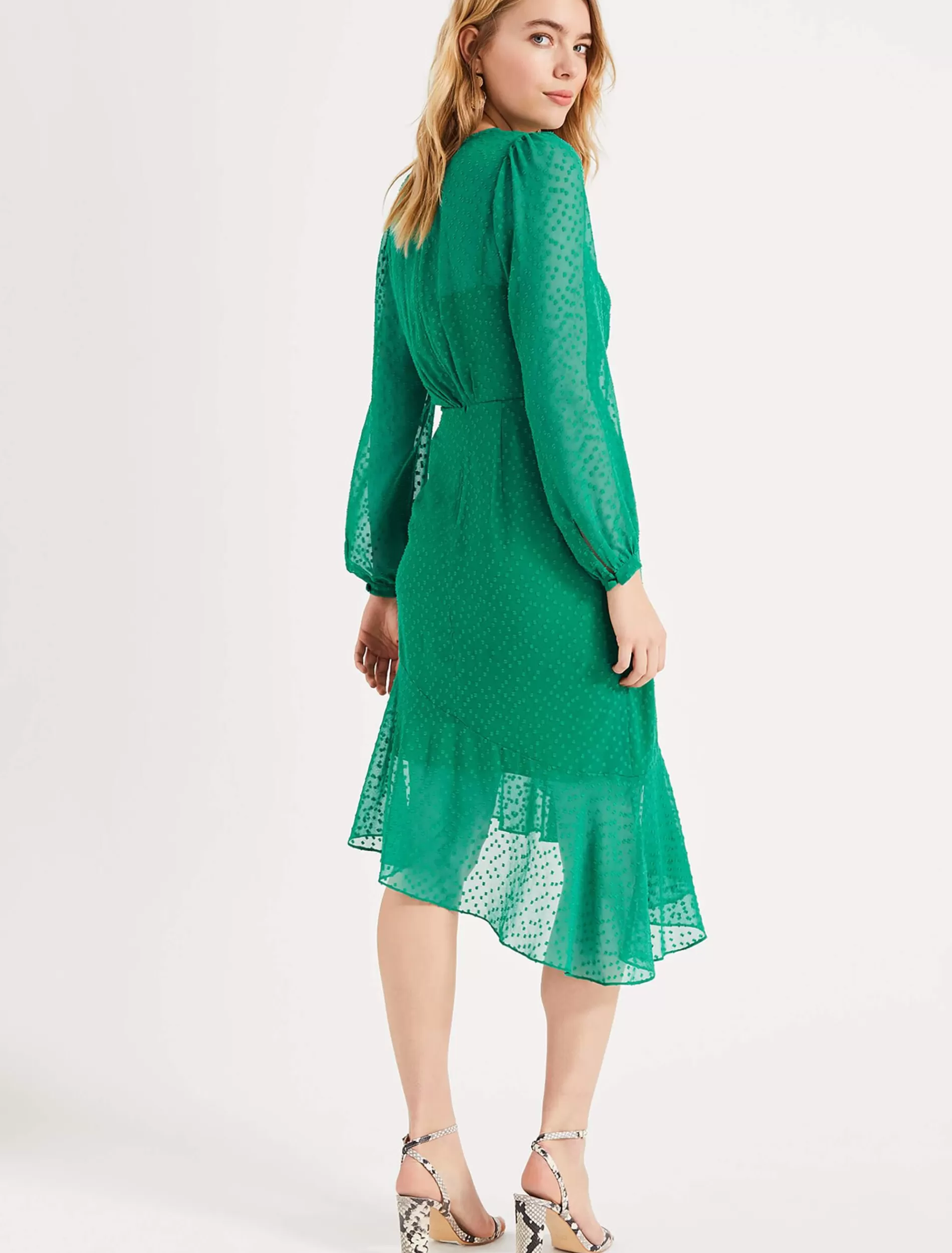 Phase Eight Elaina Flocked Spot Dress Shamrock Outlet