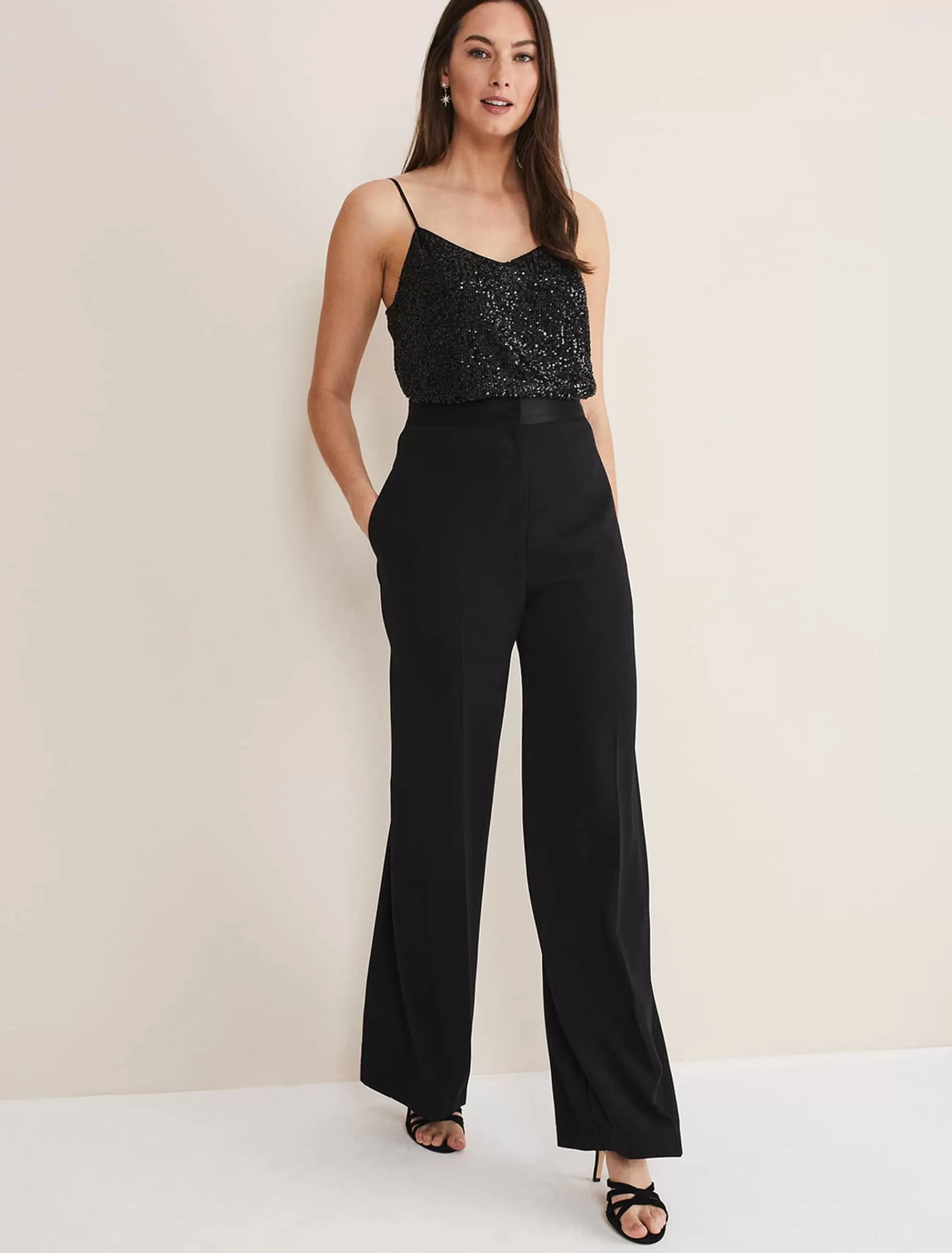 Phase Eight Elandra Wide Leg Tux Trousers Black Fashion