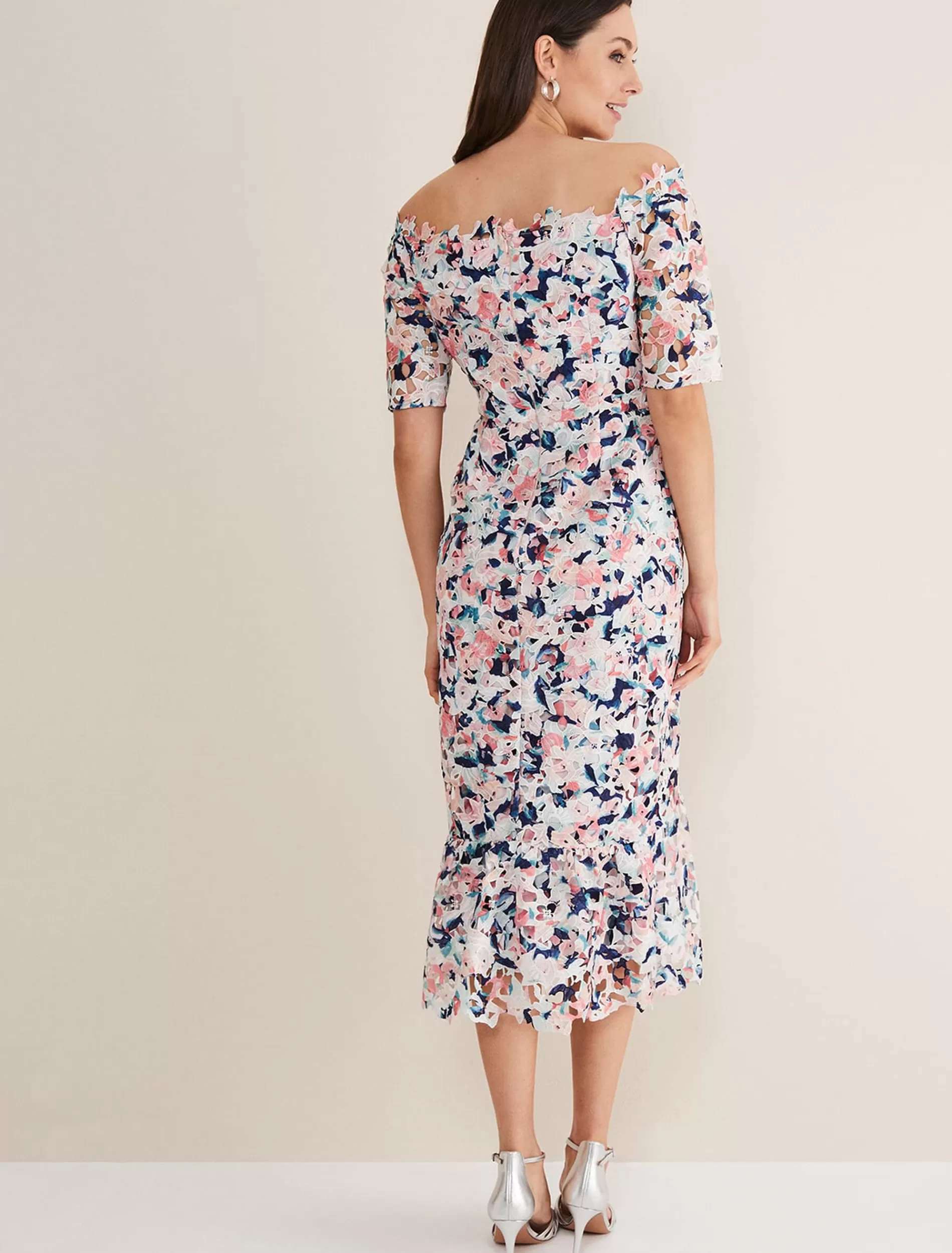 Phase Eight Elara Off Shoulder Floral Print Dress Multi-Coloured Fashion