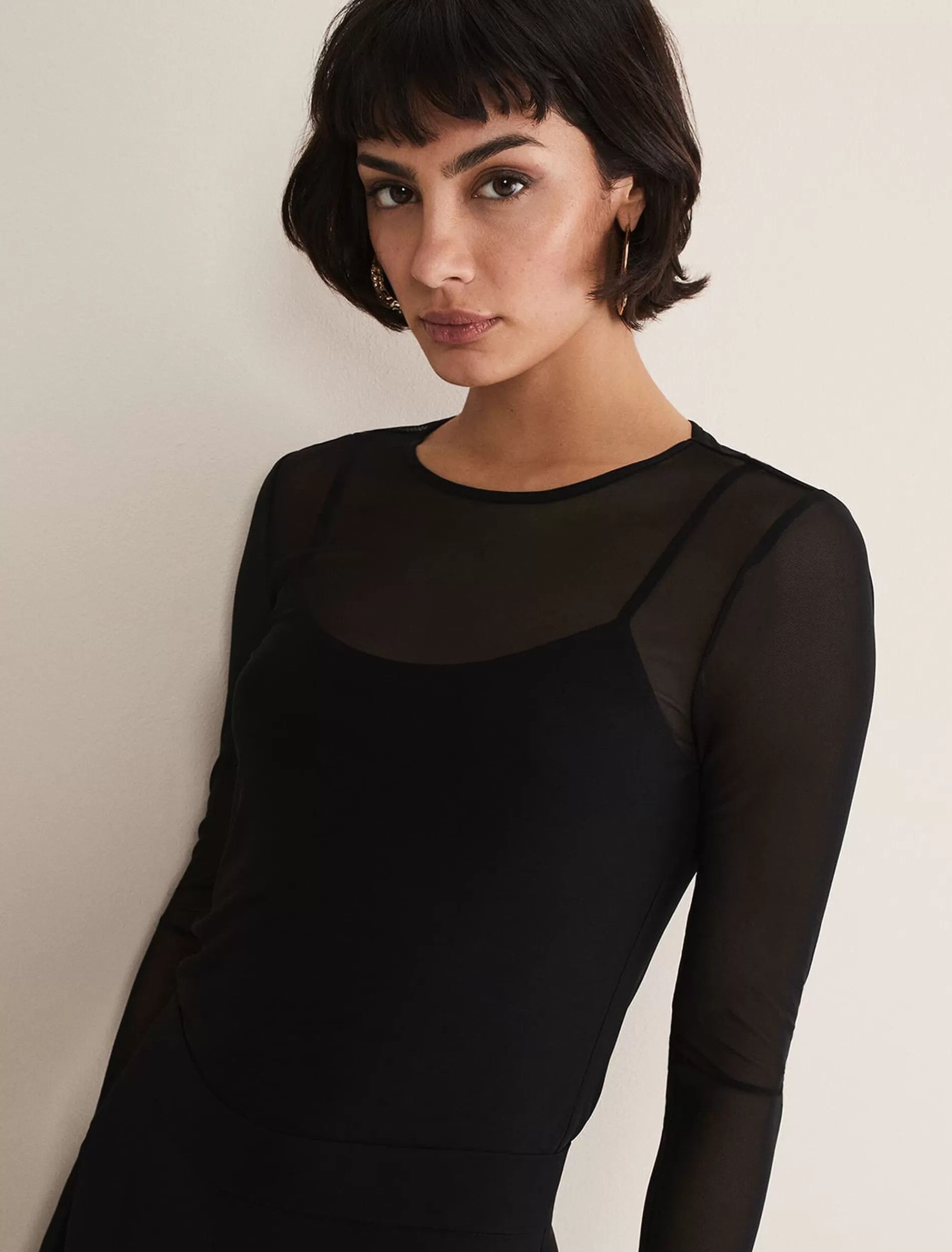 Phase Eight Eleena Mesh Top Black Online