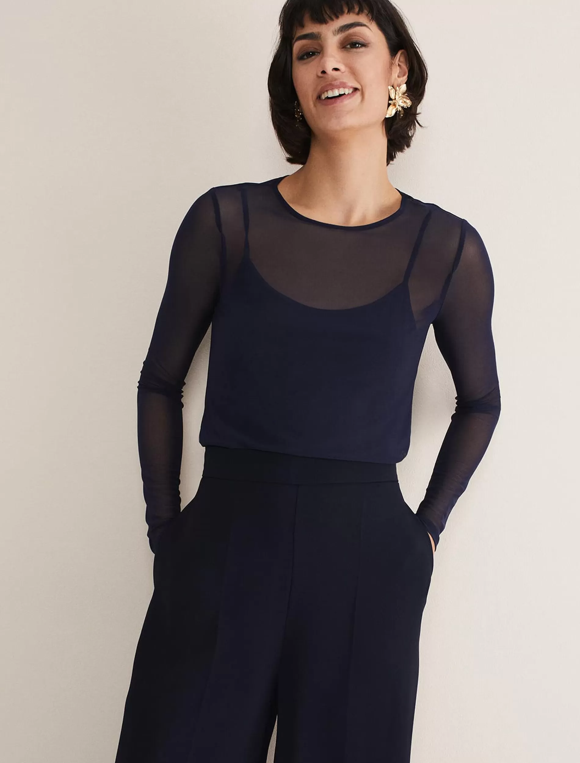 Phase Eight Eleena Mesh Top Navy Fashion