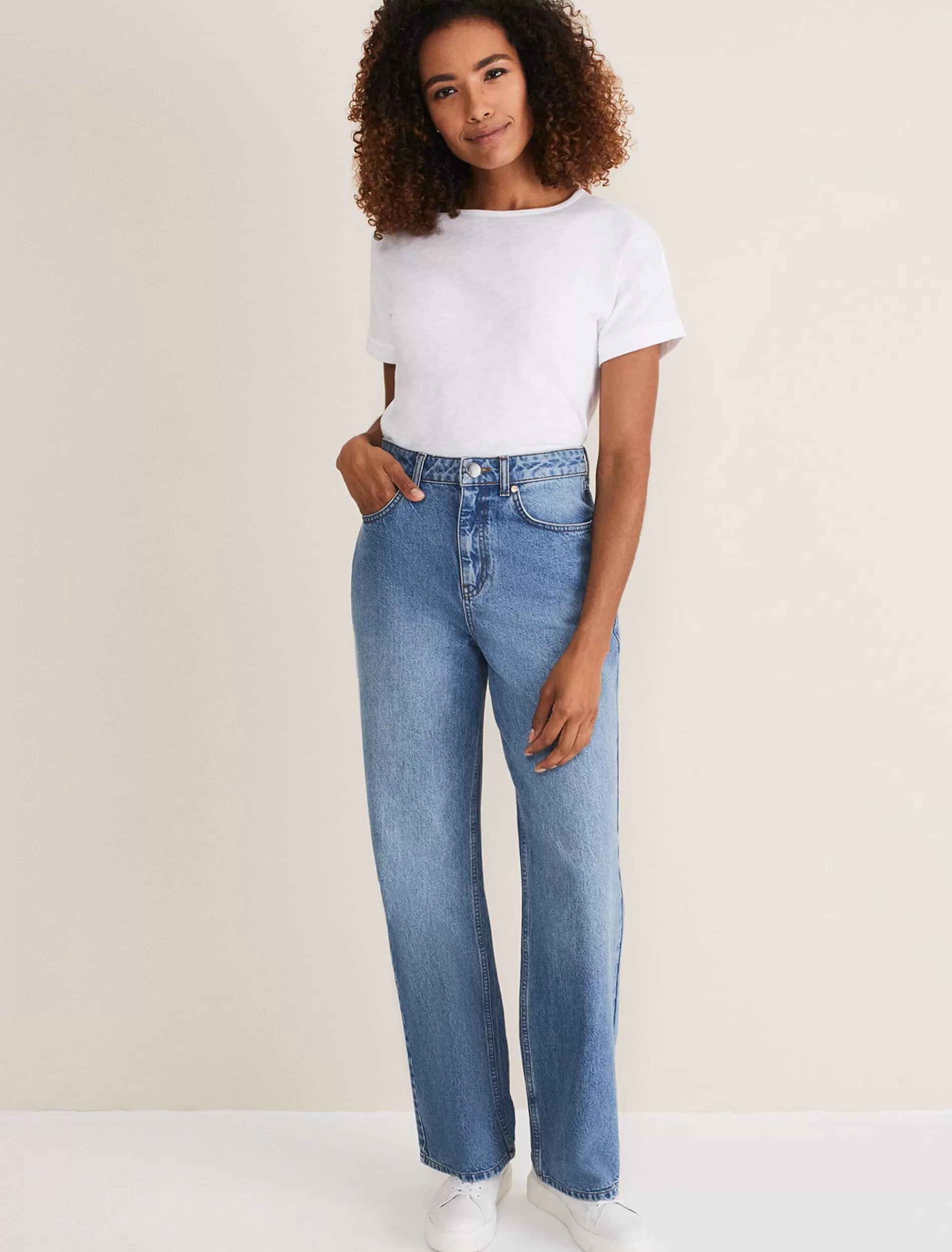 Phase Eight Eleyana Wide Leg Jean Mid Wash Store