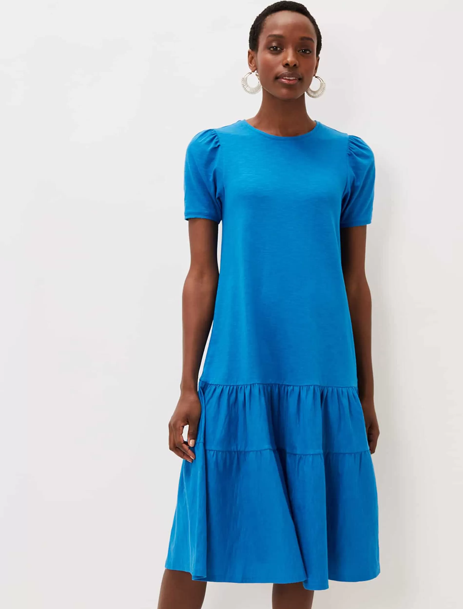 Phase Eight Elizabeth Tiered Round Neck Midi Dress Ocean Cheap