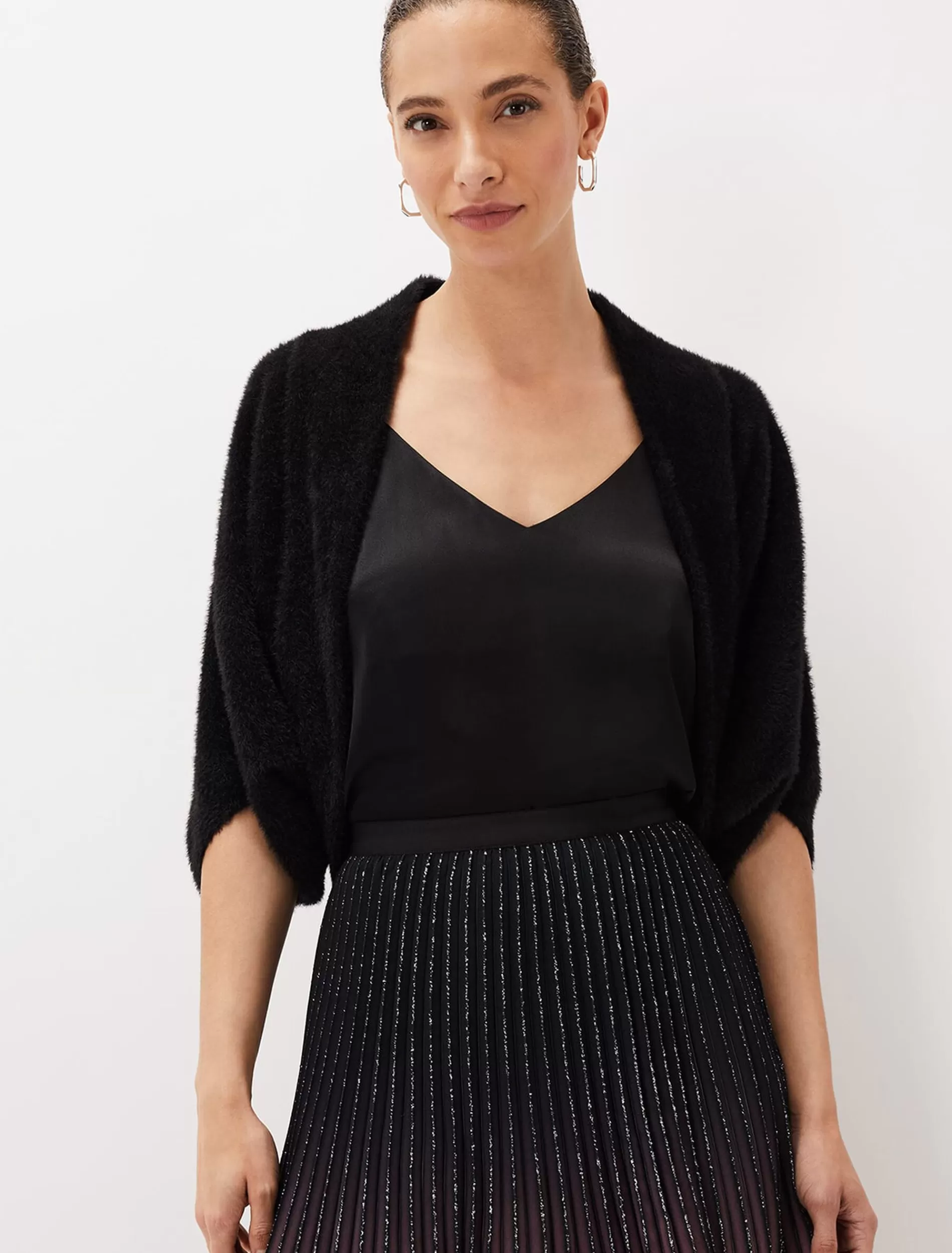 Phase Eight Elizan Fluffy Cocoon Cardigan Black Outlet