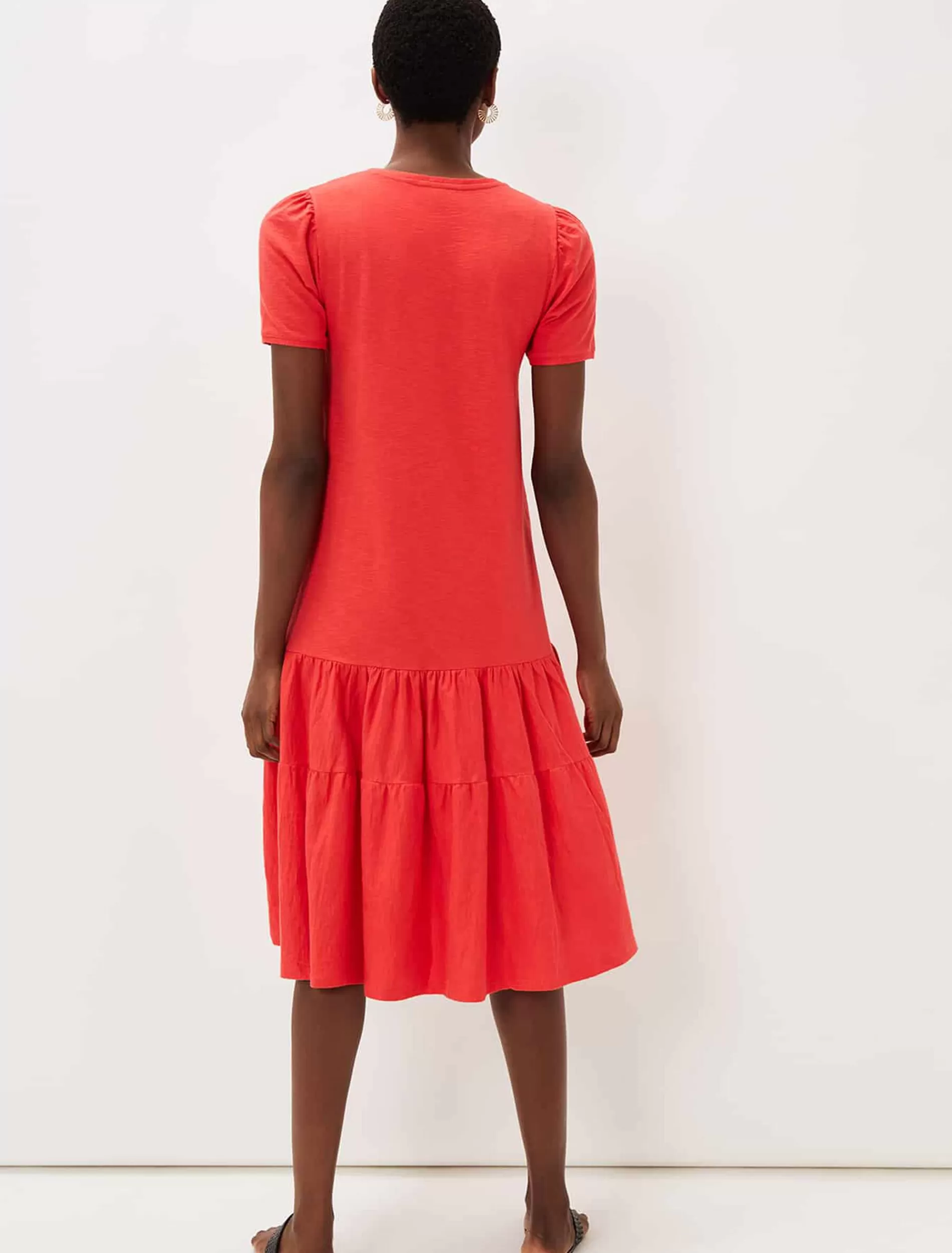 Phase Eight Elizebeth Cotton Tiered Midi Dress Chilli Red Outlet