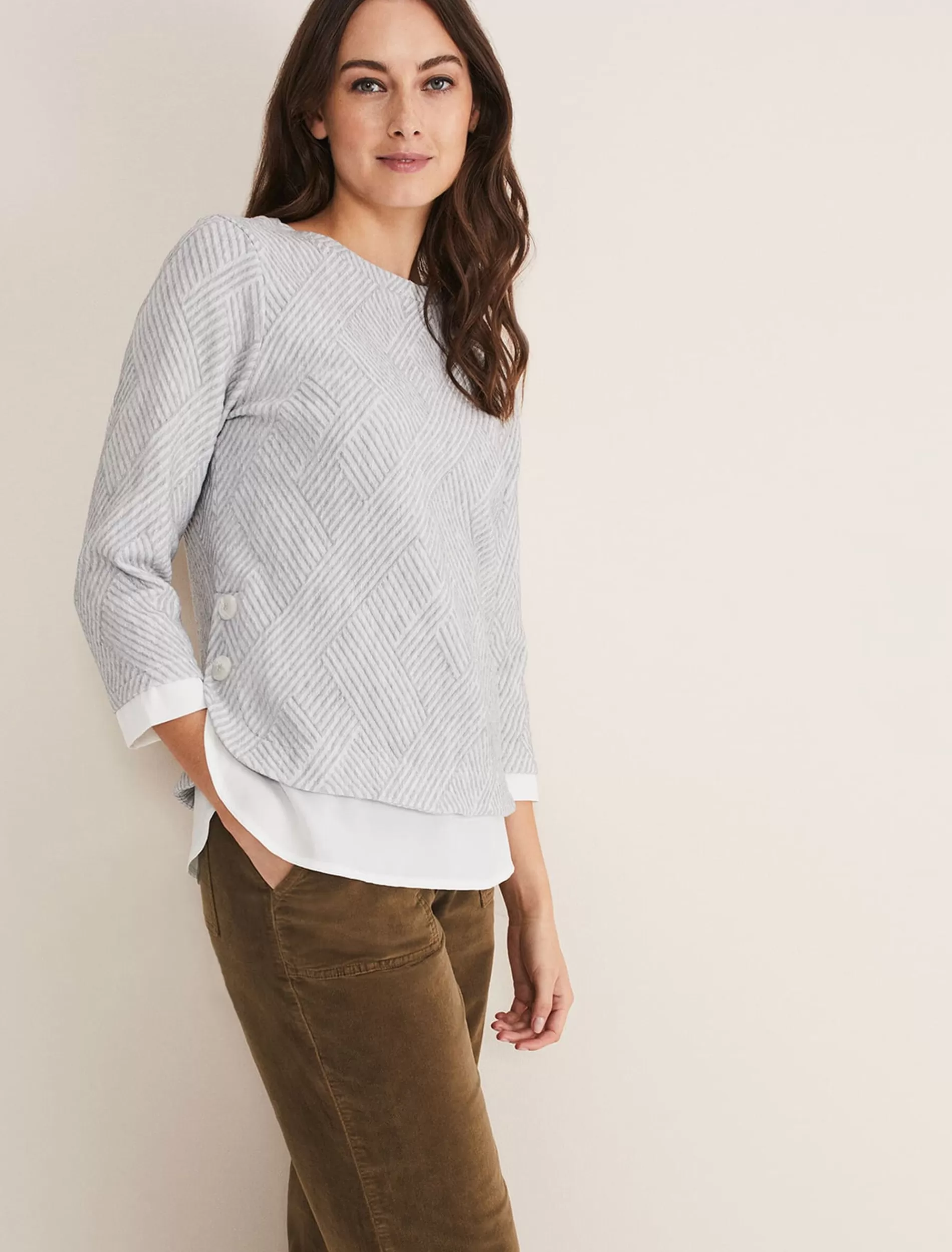 Phase Eight Elizza Zig Zag Top Grey Marl Outlet