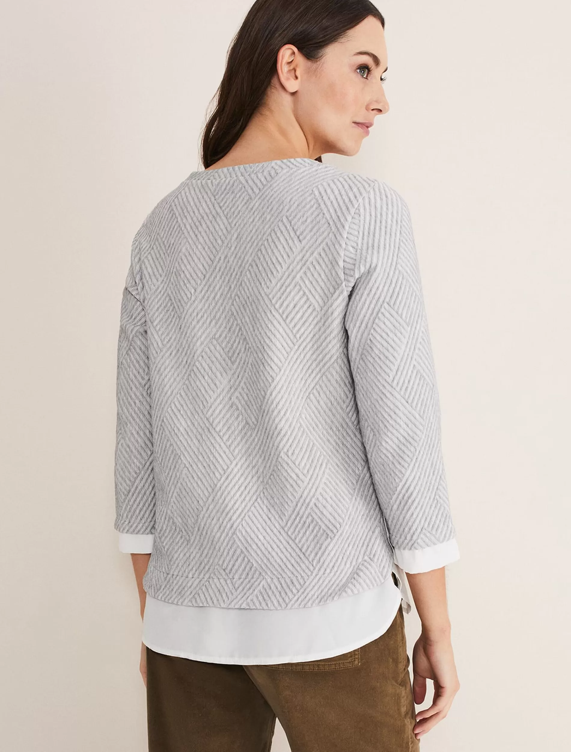 Phase Eight Elizza Zig Zag Top Grey Marl Outlet