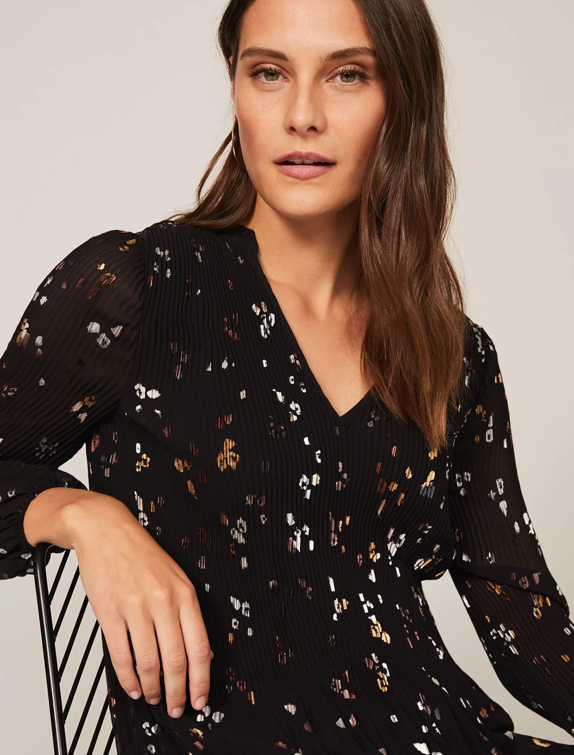 Phase Eight Ella Foil Spot Blouse Black Multi Discount
