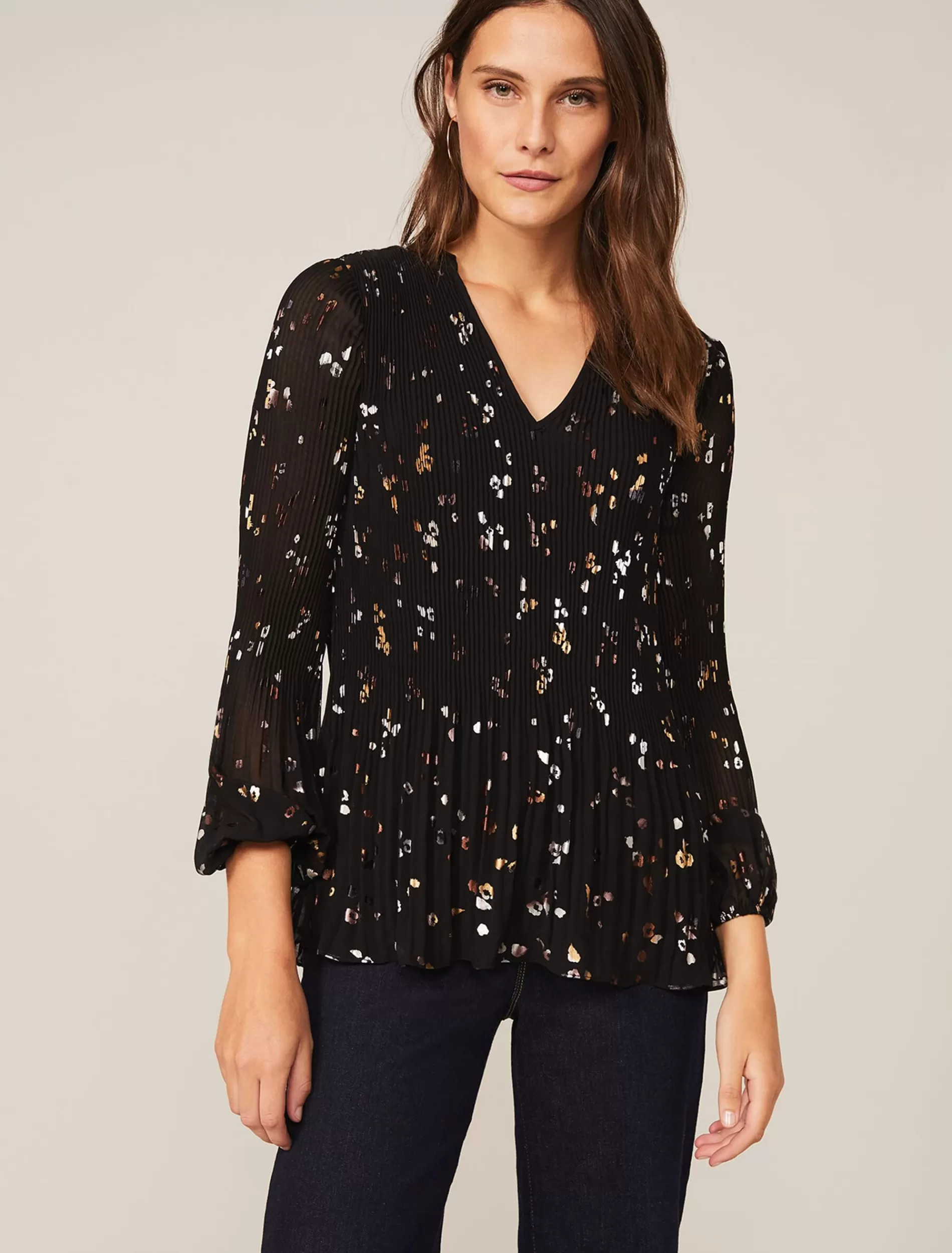 Phase Eight Ella Foil Spot Blouse Black Multi Discount