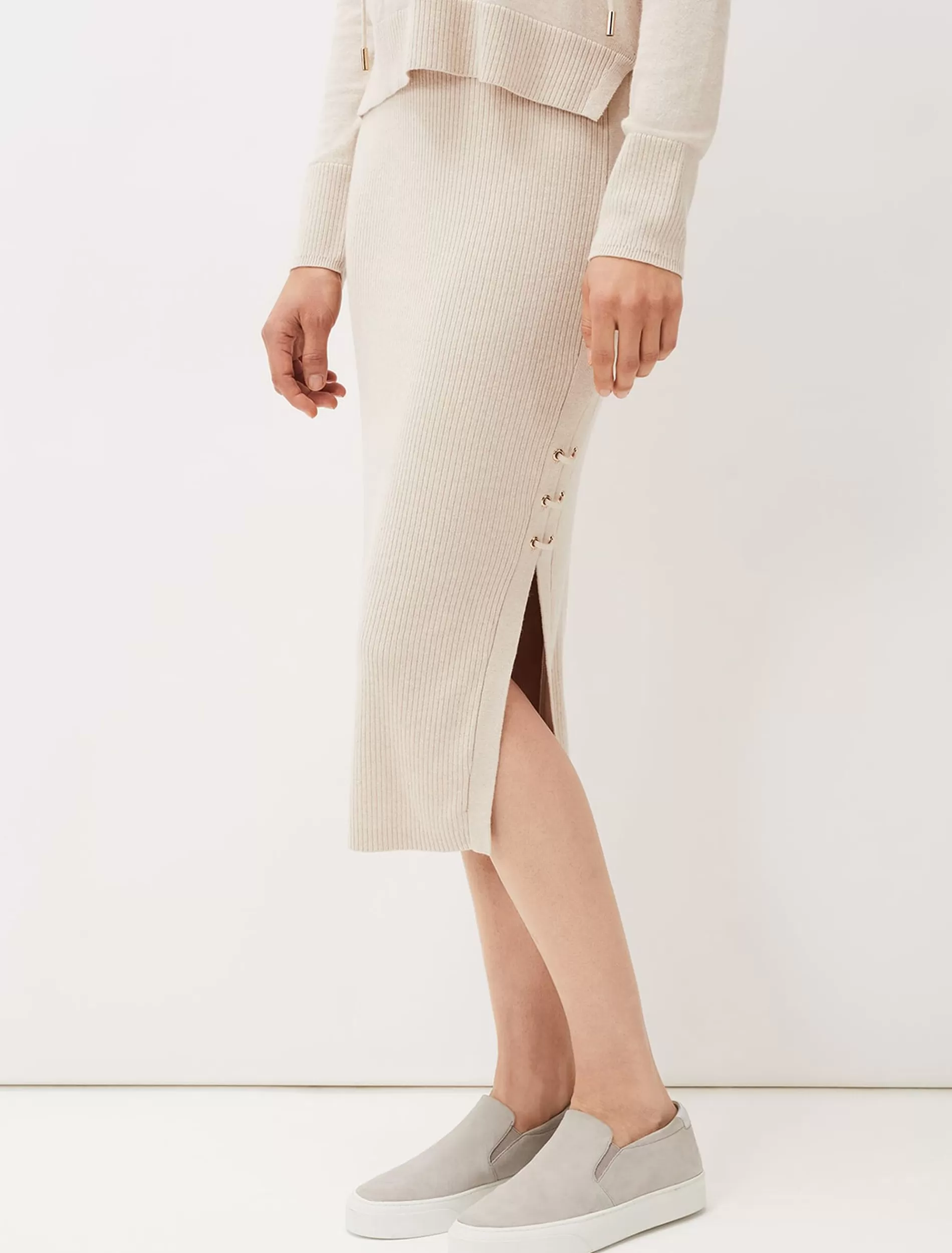 Phase Eight Ellena Eyelet Detail Co-Ord Midi Skirt Oatmeal Flash Sale