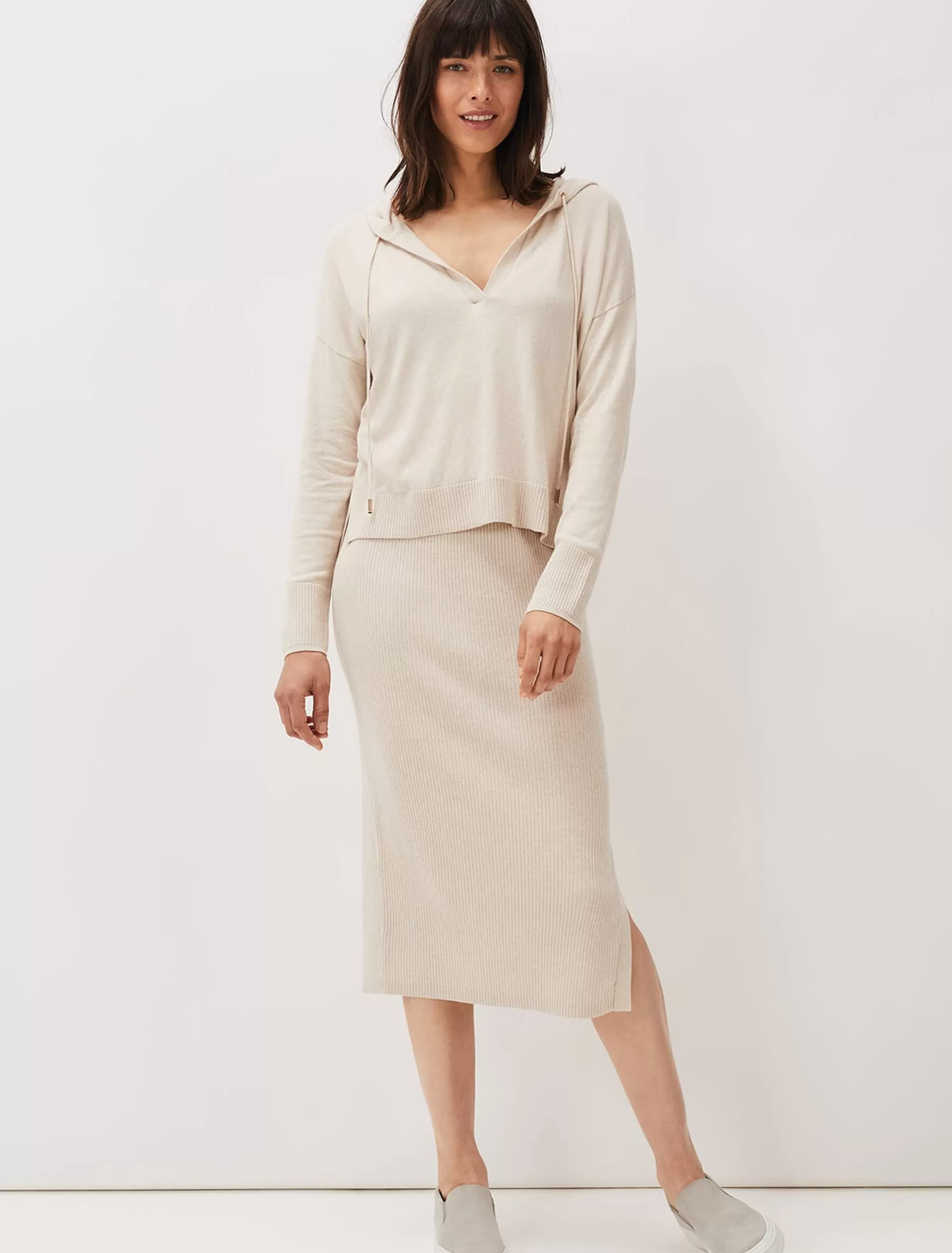 Phase Eight Ellena Eyelet Detail Co-Ord Midi Skirt Oatmeal Flash Sale