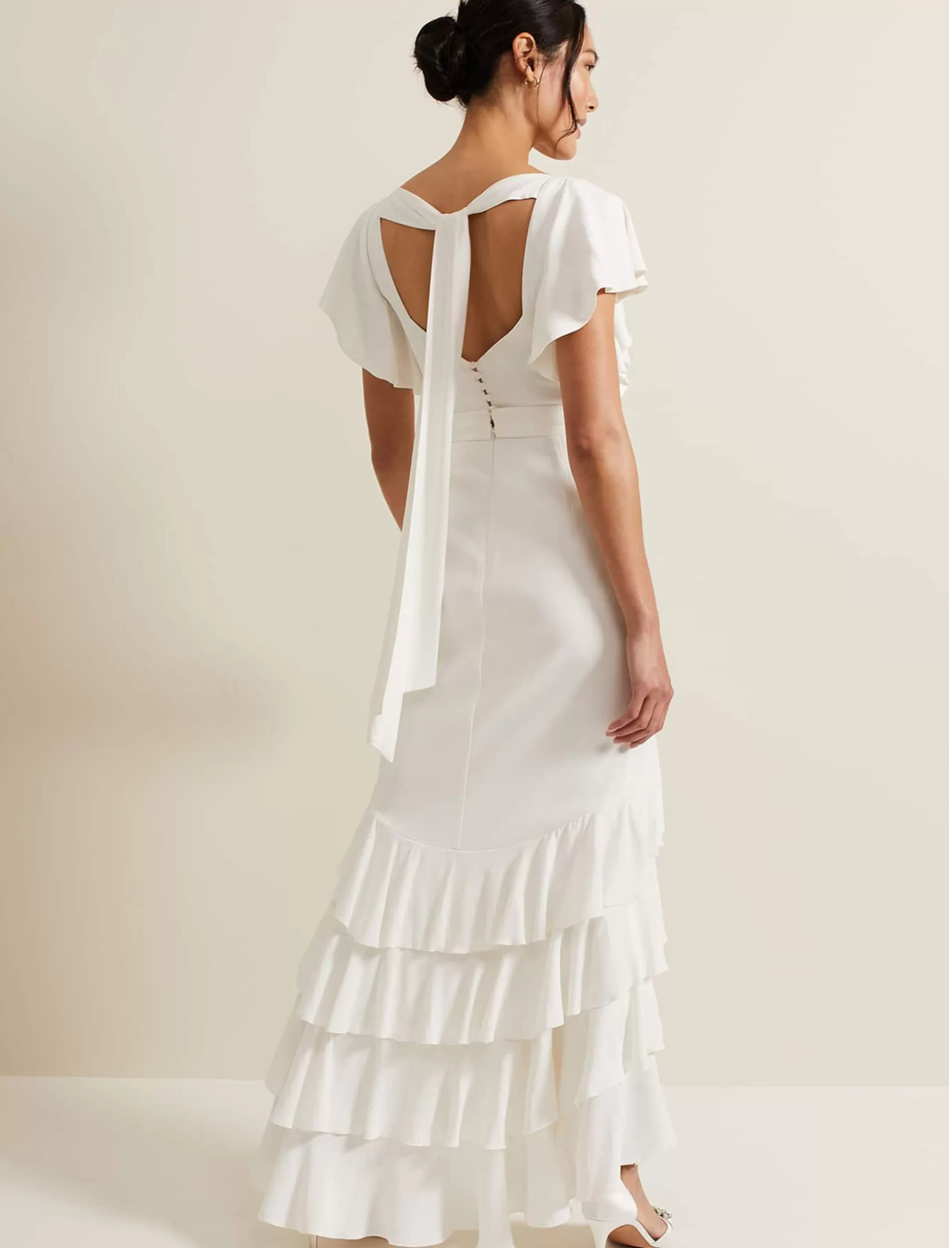 Phase Eight Ellery Frill Maxi Wedding Dress Parchment Fashion