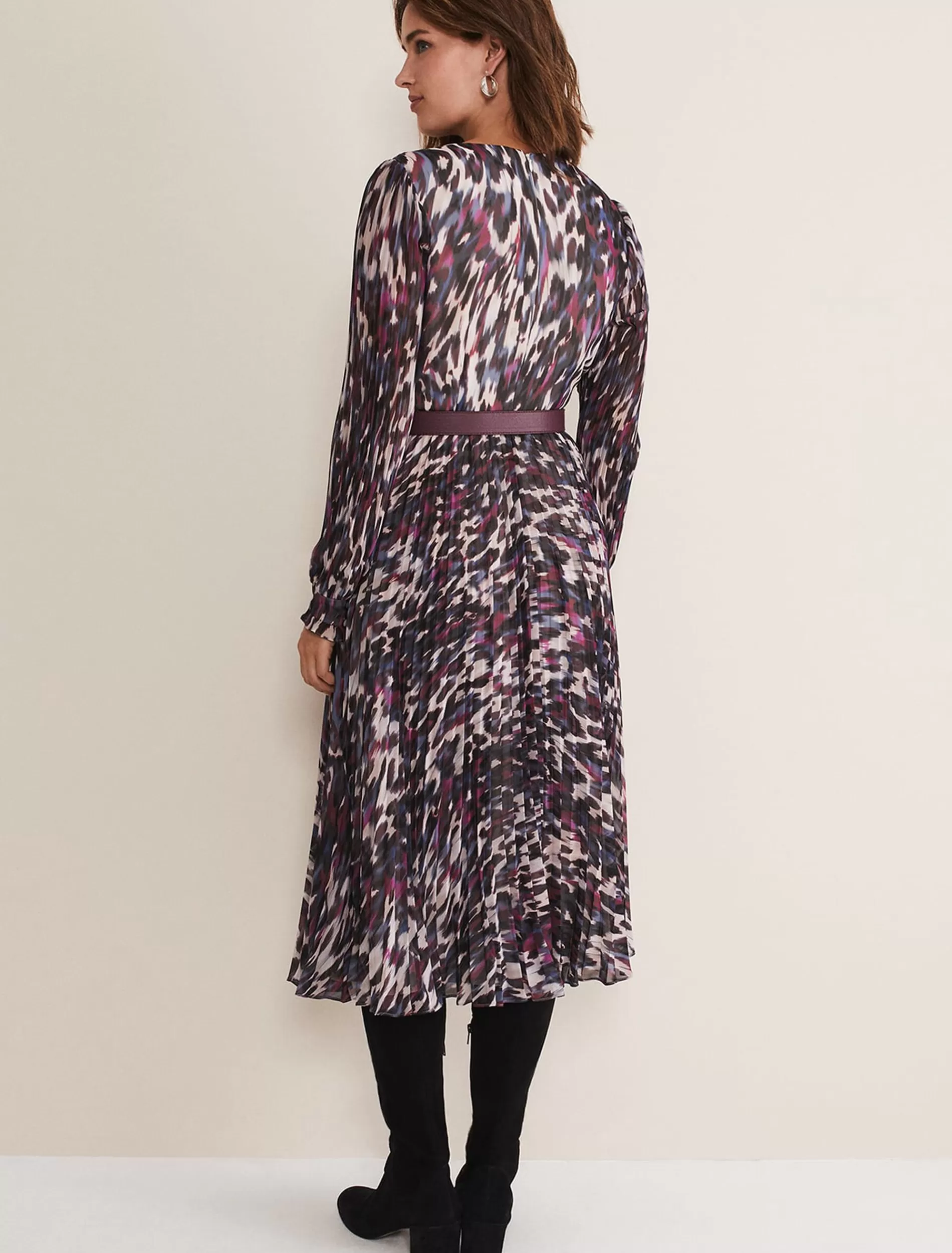 Phase Eight Eloise Animal Pleated Dress Multi-Coloured Online