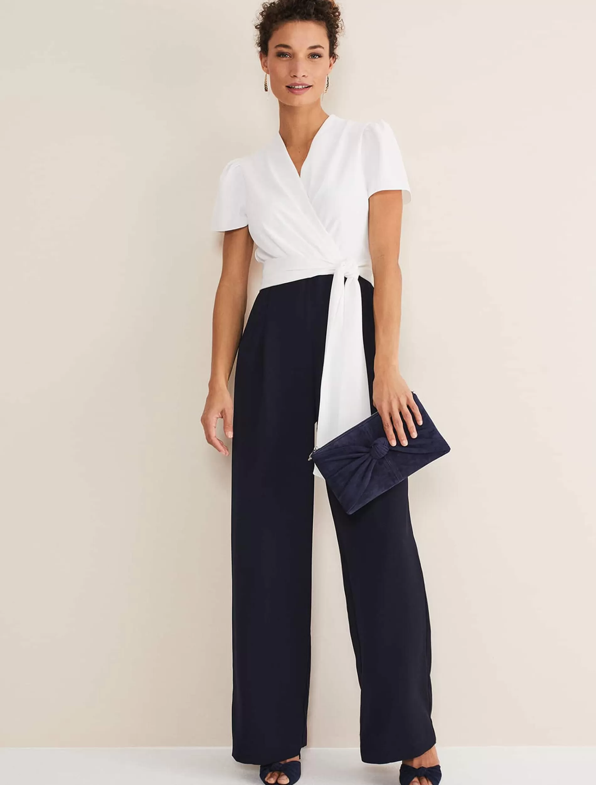 Phase Eight Eloise Wide Leg Jumpsuit Ivory/Navy Flash Sale