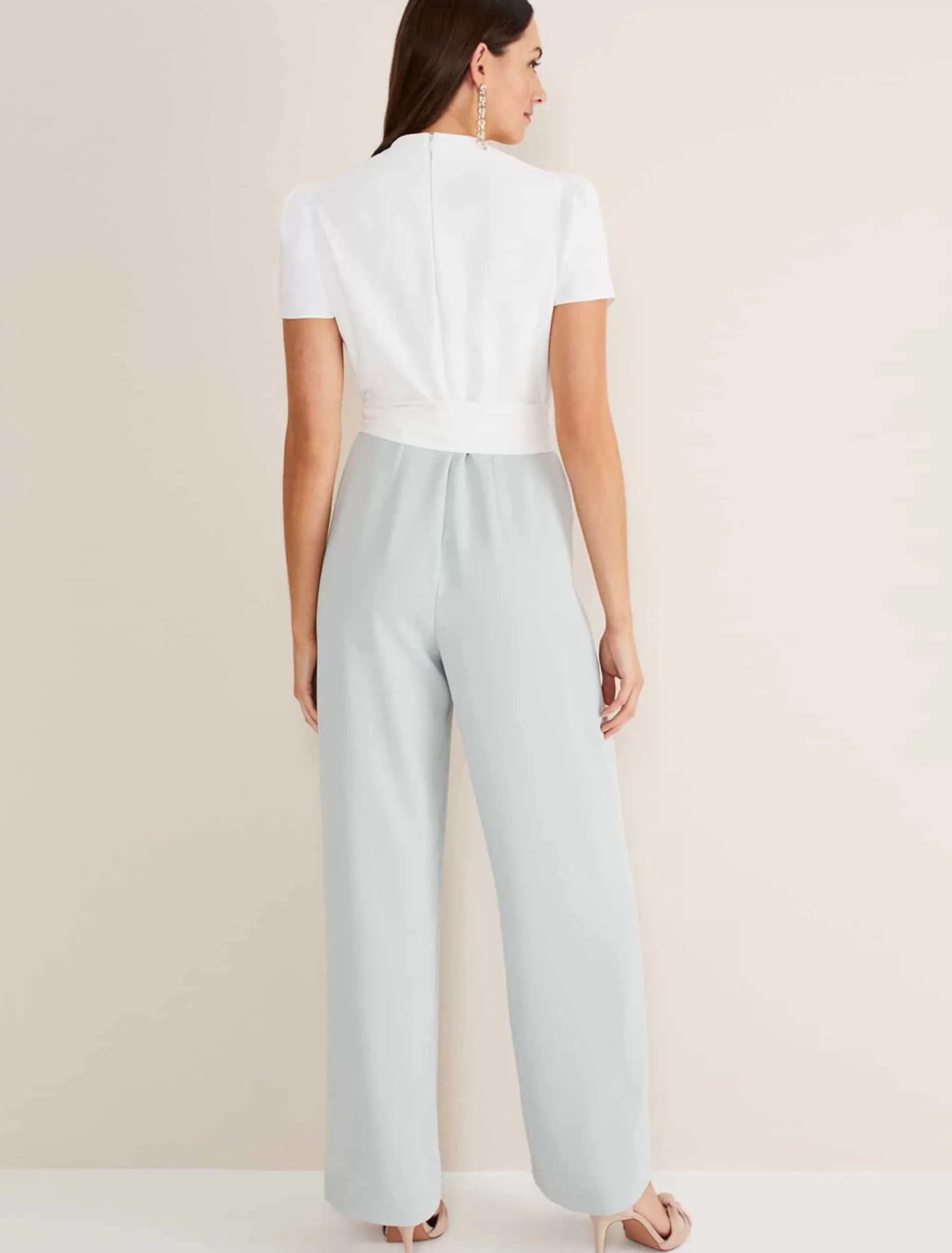 Phase Eight Eloise Wide Leg Jumpsuit Eau De Nil/Ivory Outlet