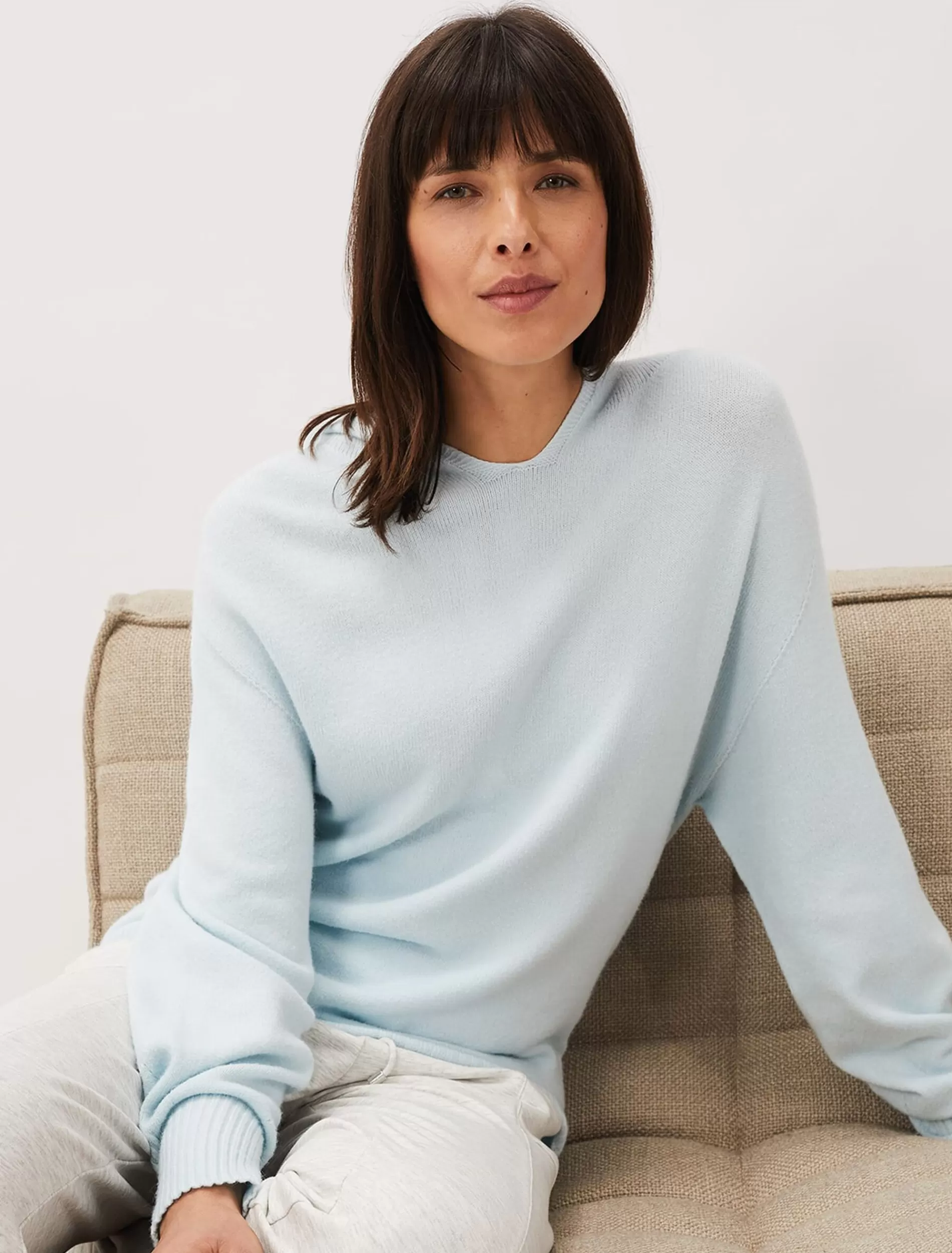 Phase Eight Elsa Knitted Hoodie Pale Blue Hot